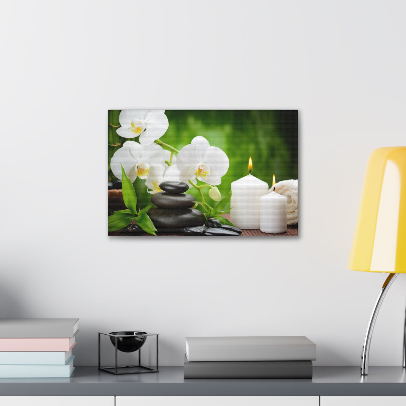 Zen Basalt Stones Forest Floral Nature Photography Canvas Wall Art for Home Decor Ready-to-Hang-Express Your Love Gifts