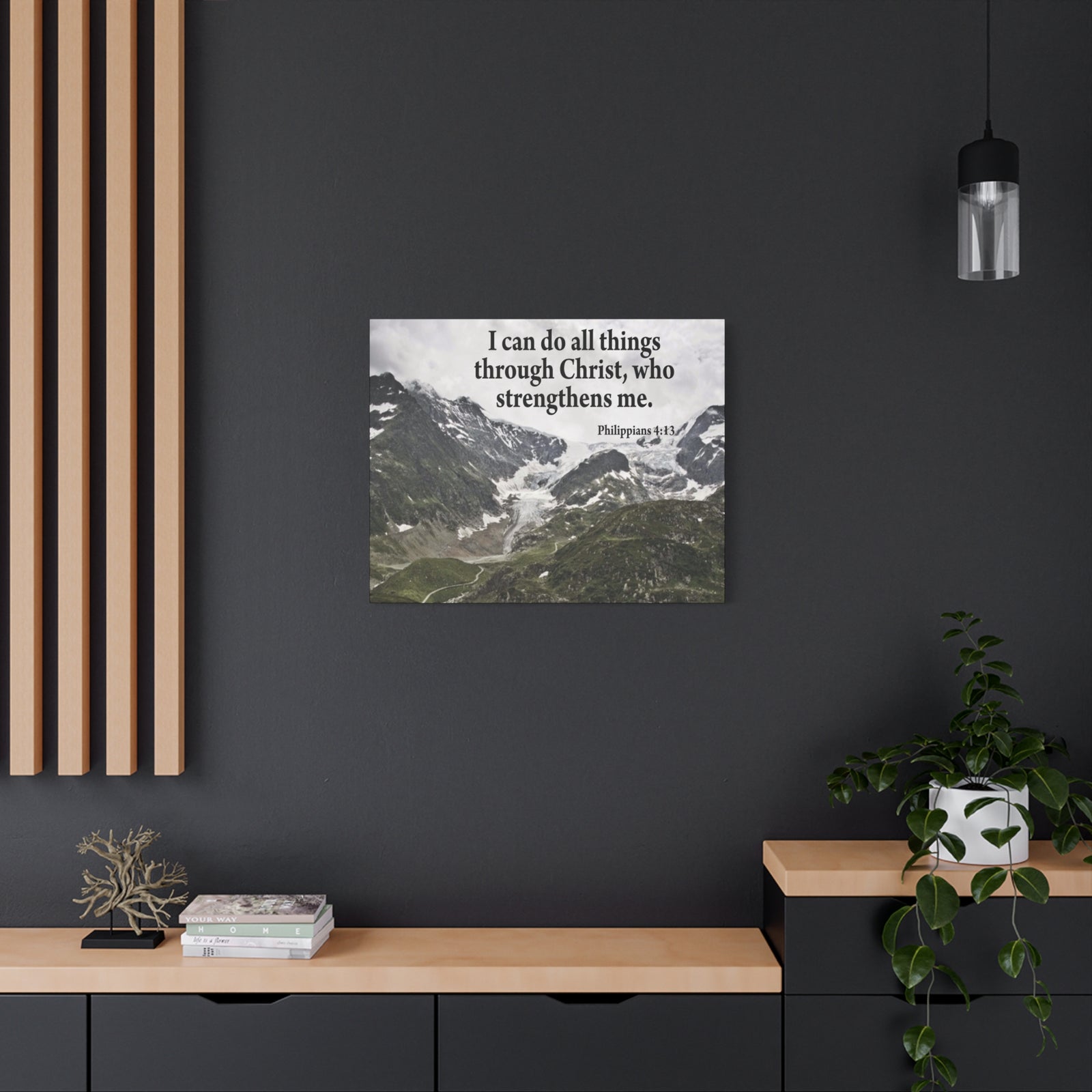 Scripture Canvas Christ Strenthens Me Philippians 4:13 Christian Wall Art Bible Verse Print Ready to Hang-Express Your Love Gifts