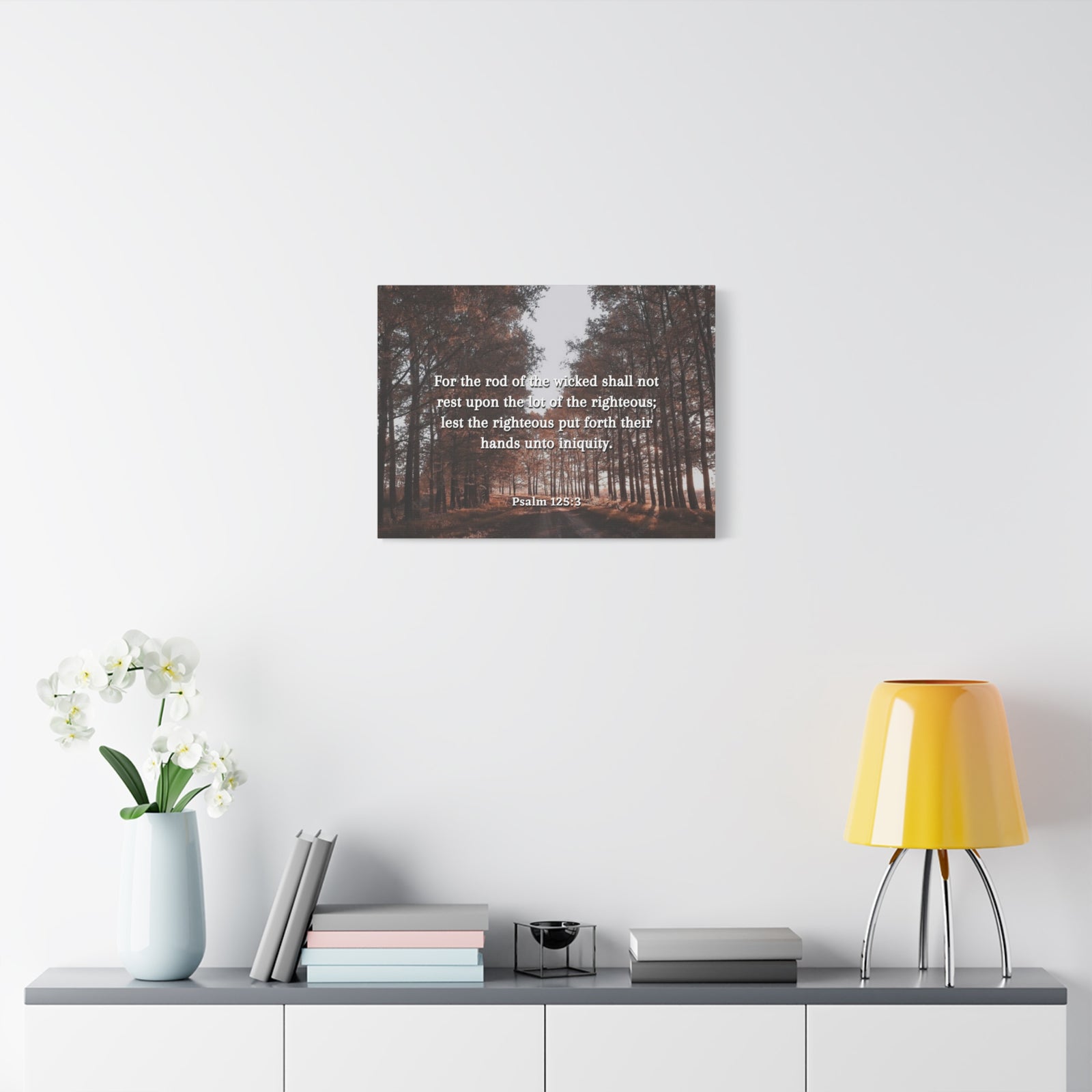 Scripture Canvas Righteous Psalm 125:3 Christian Wall Art Bible Verse Print Ready to Hang-Express Your Love Gifts