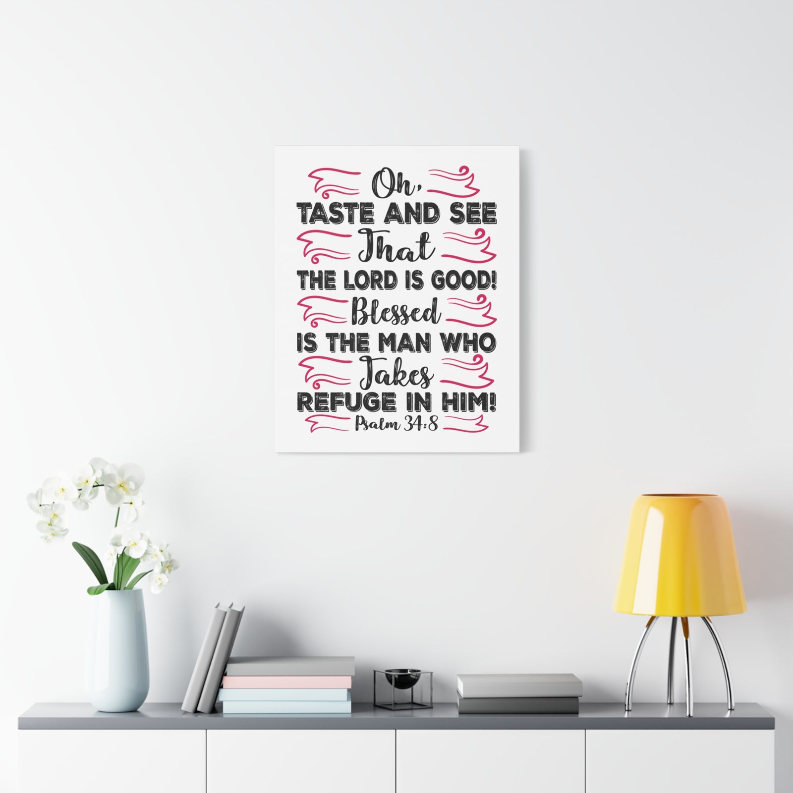 Scripture Canvas The Lord Is Good Psalm 34:8 Christian Wall Art Bible Verse Print Ready to Hang-Express Your Love Gifts