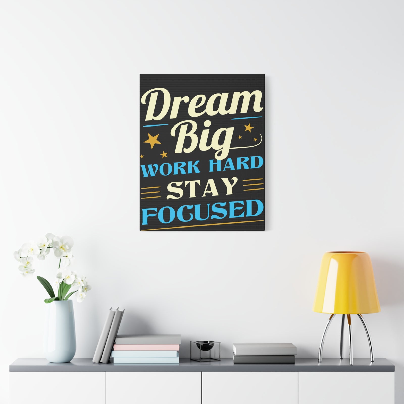 Dream Big Work Hard Stay Focused Inspirational Motivational Quote Canvas Wall Art for Home Decor Ready-to-Hang-Express Your Love Gifts