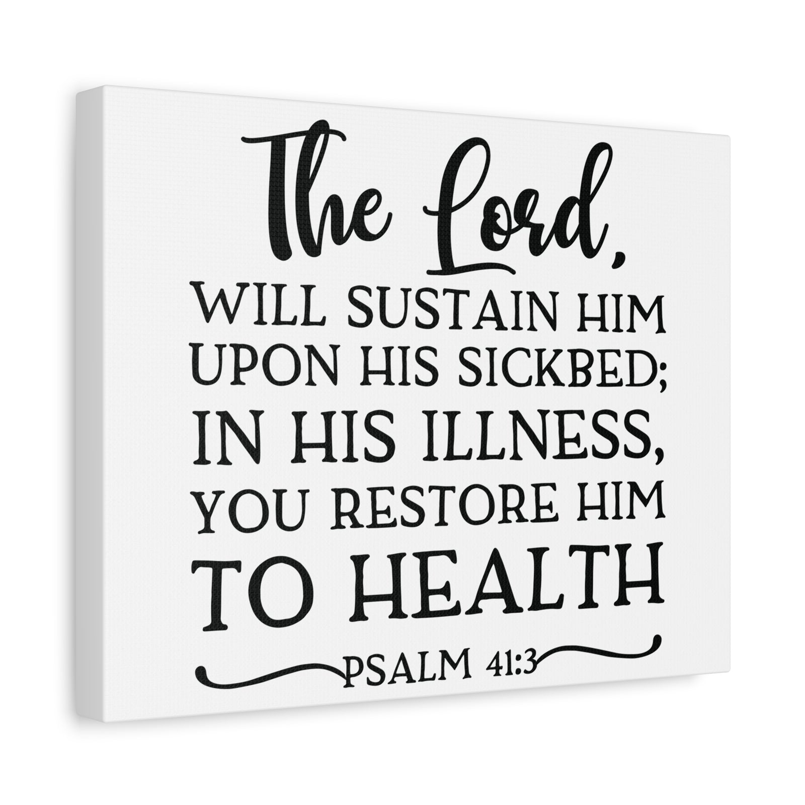 Scripture Canvas The Lord Will Psalm 41:3 Christian Wall Art Bible Verse Print Ready to Hang-Express Your Love Gifts