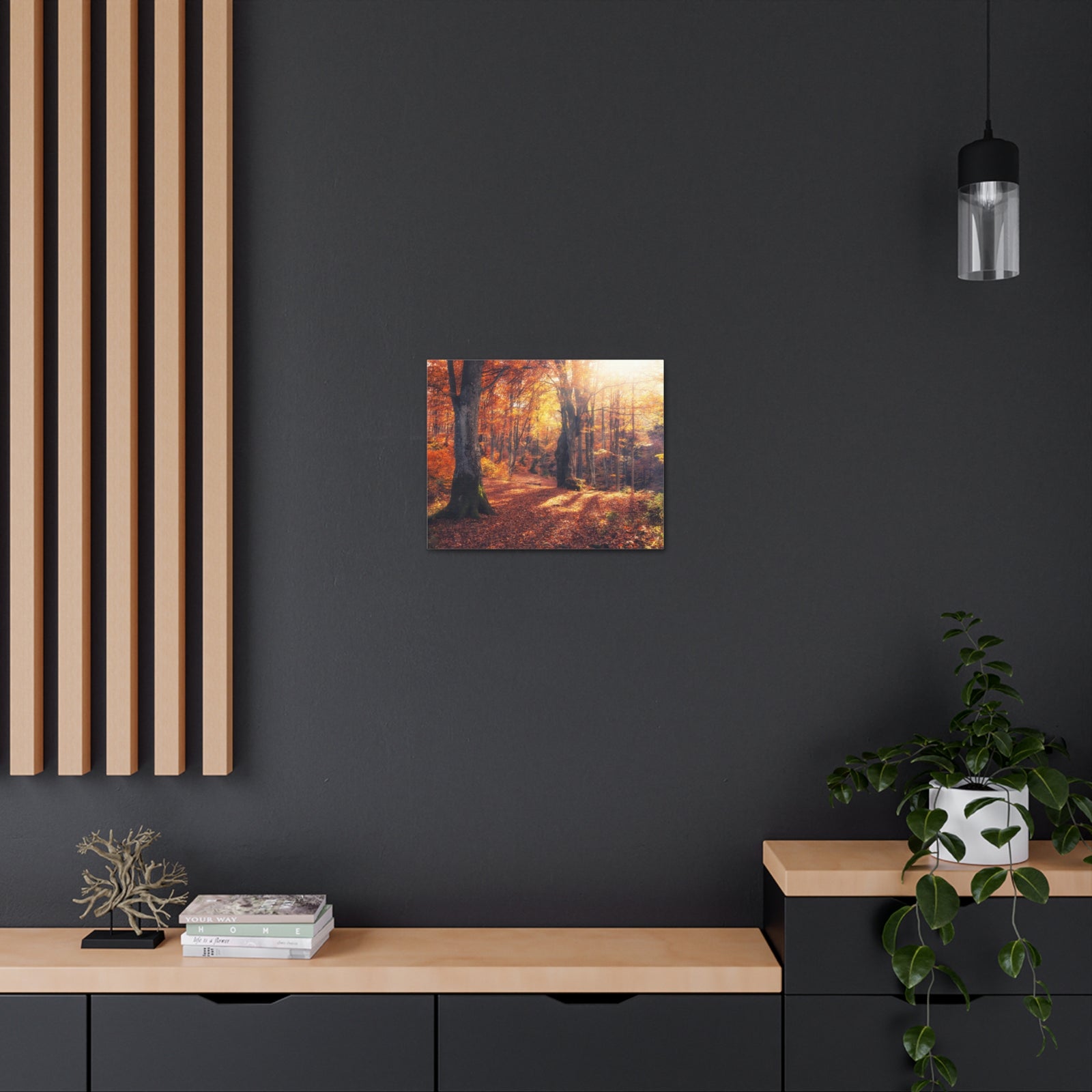 Orange Tree Sunlight Autumn Forest Nature Wilderness Photography Canvas Wall Art for Home Decor Ready-to-Hang-Express Your Love Gifts