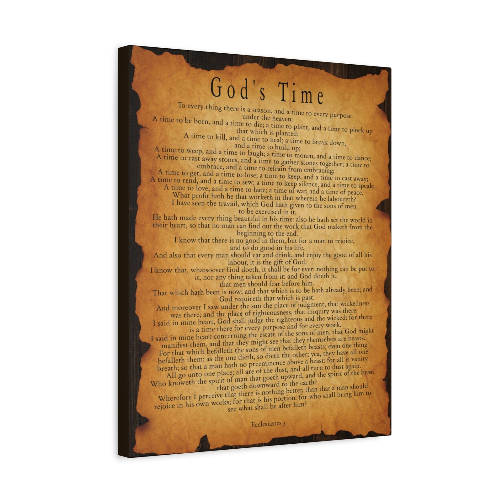 Scripture Wallsc God's Time Ecclesiastes 3 Gold Brown Bible Verse Canvas Christian Wall Art Ready to Hang-Express Your Love Gifts
