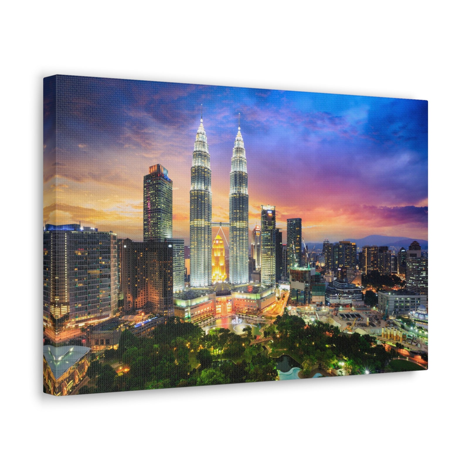 Kuala Lumpur Night Skyline Canvas Artwork High-Quality Breathtaking Stunning Cityscape for Home Decor Ready to Hang-Express Your Love Gifts