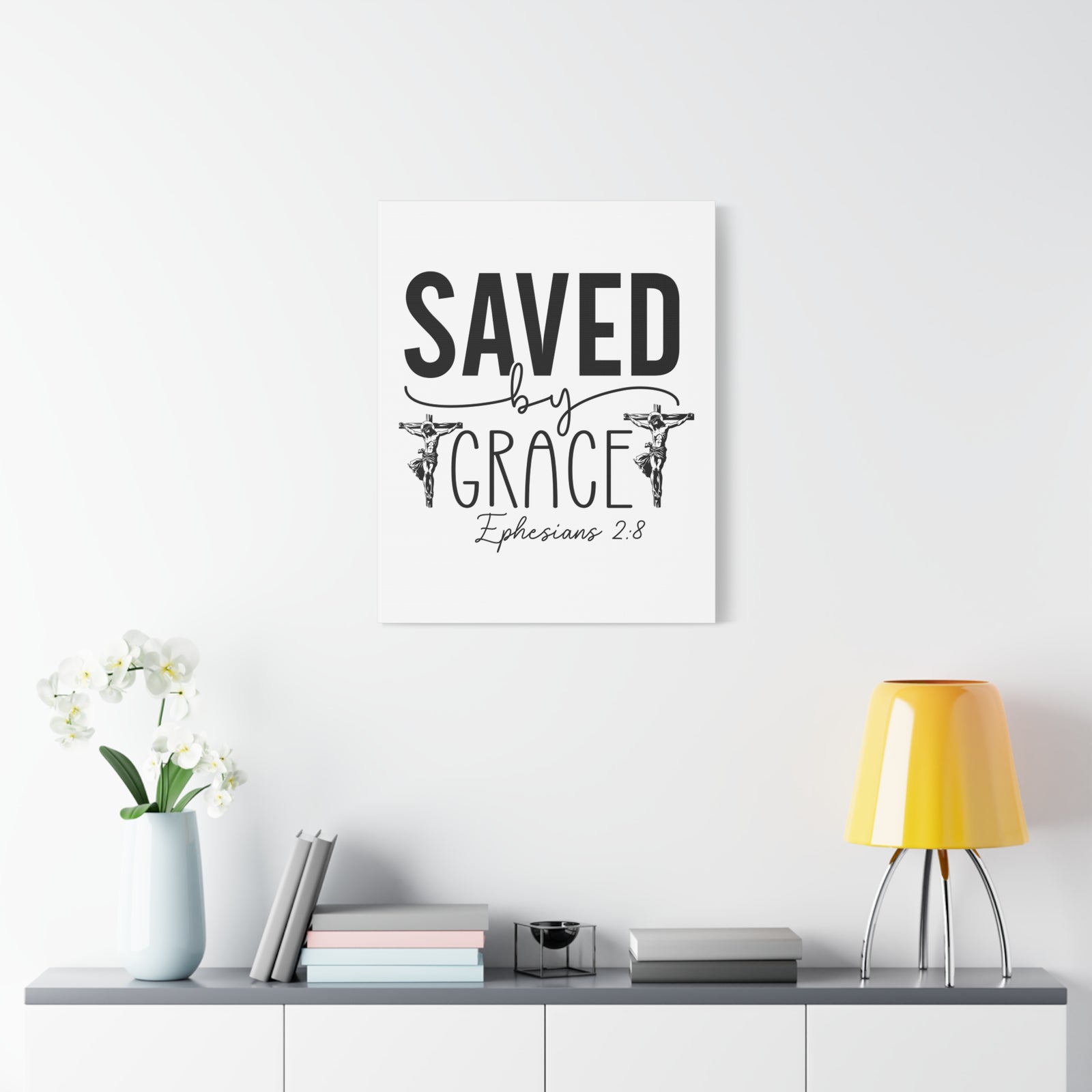 Scripture Walls Ephesian 2:8 Saved By Grace Bible Verse Canvas Christian Wall Art Ready to Hang Unframed-Express Your Love Gifts