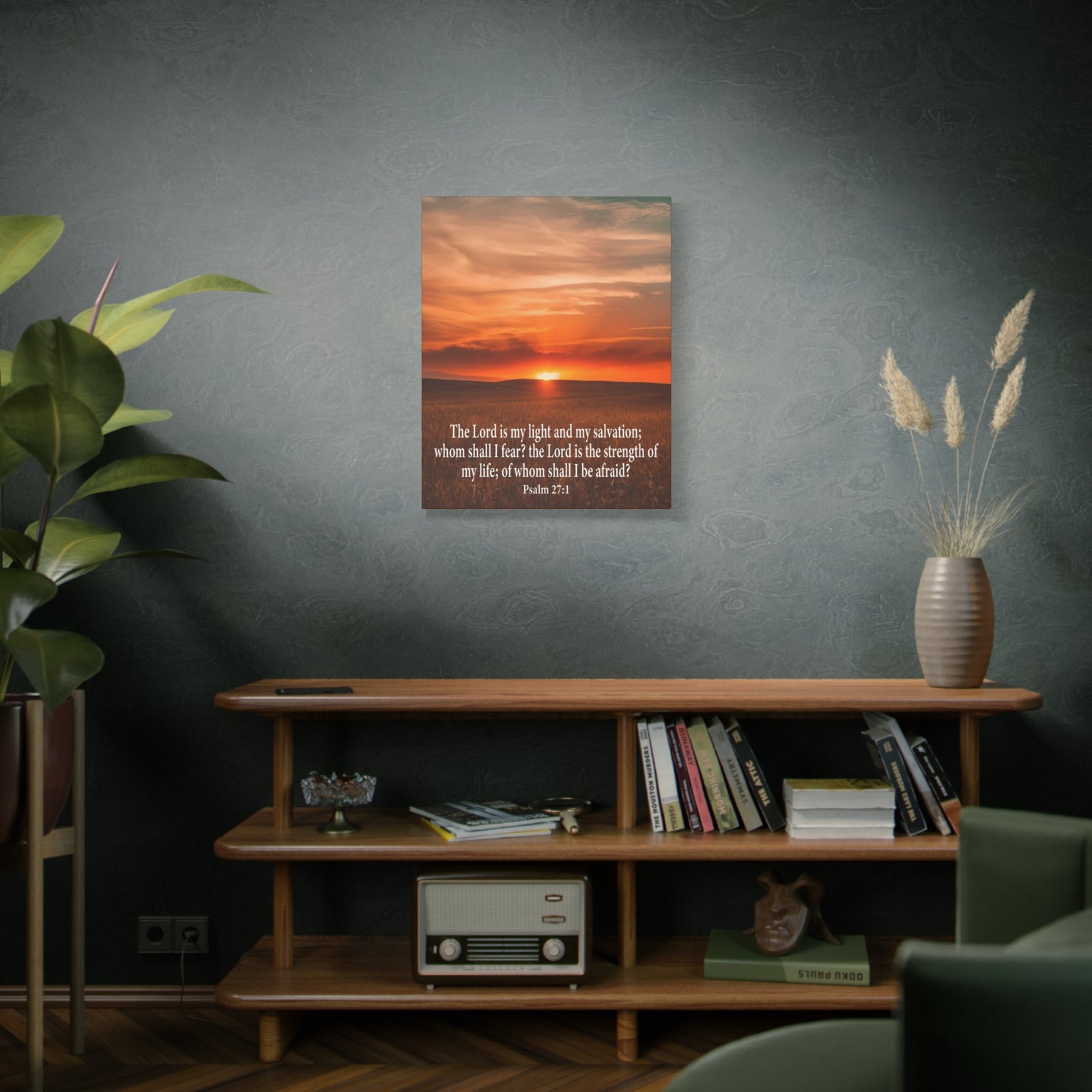 Bible Verse Canvas Lord is My Salvation Psalm 27:1 Christian Wall Décor Scripture Art Ready to Hang-Express Your Love Gifts