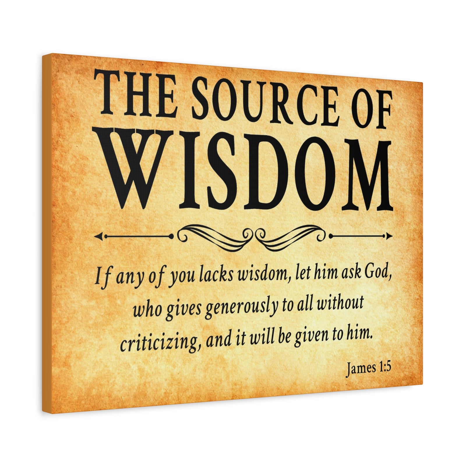Scripture Walls James 1:5 The Source of Wisdom Gold Bible Verse Canvas Christian Wall Art Ready to Hang Unframed-Express Your Love Gifts