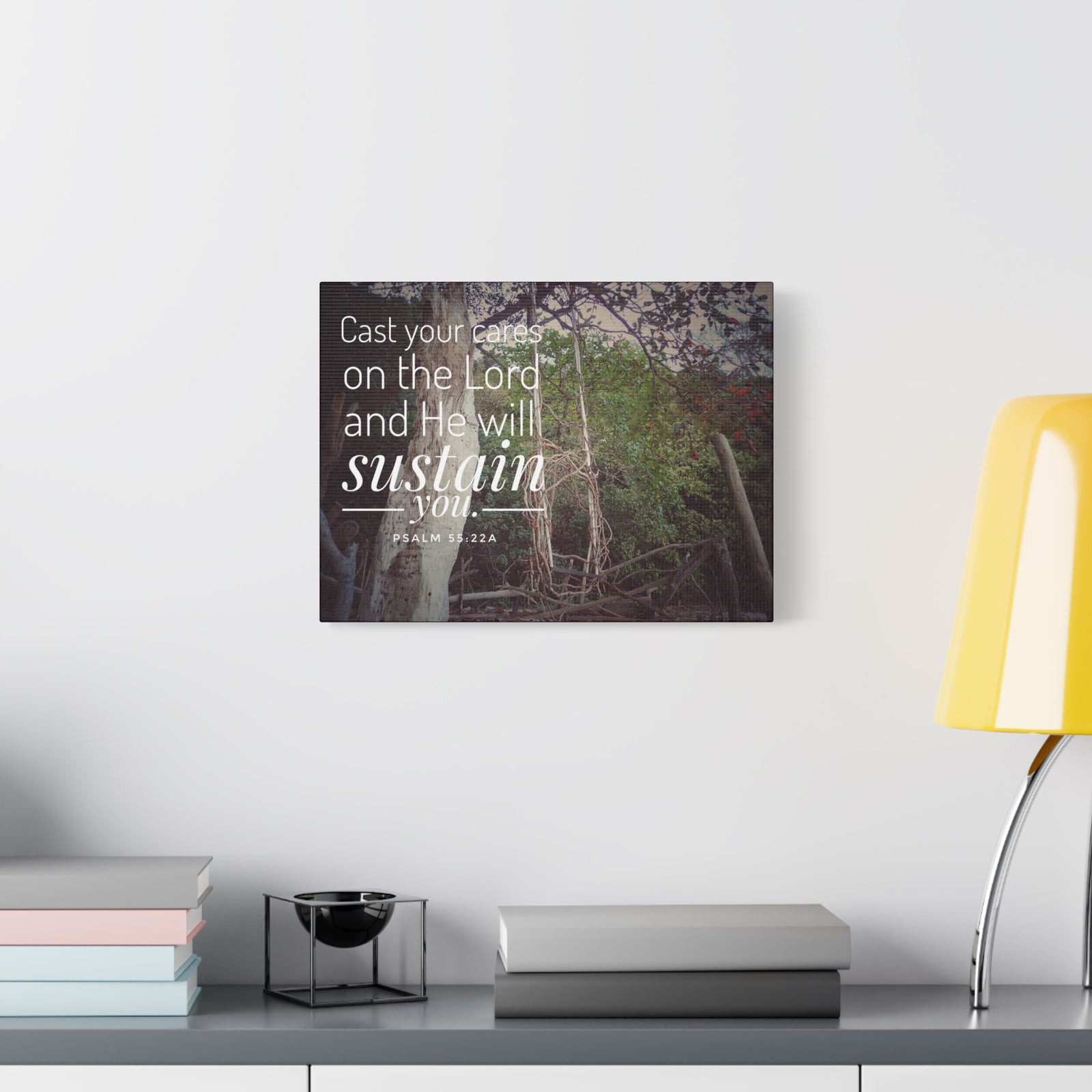 Scripture Walls He Will Sustain You Psalm 55:22 Bible Verse Canvas Christian Wall Art Ready to Hang-Express Your Love Gifts