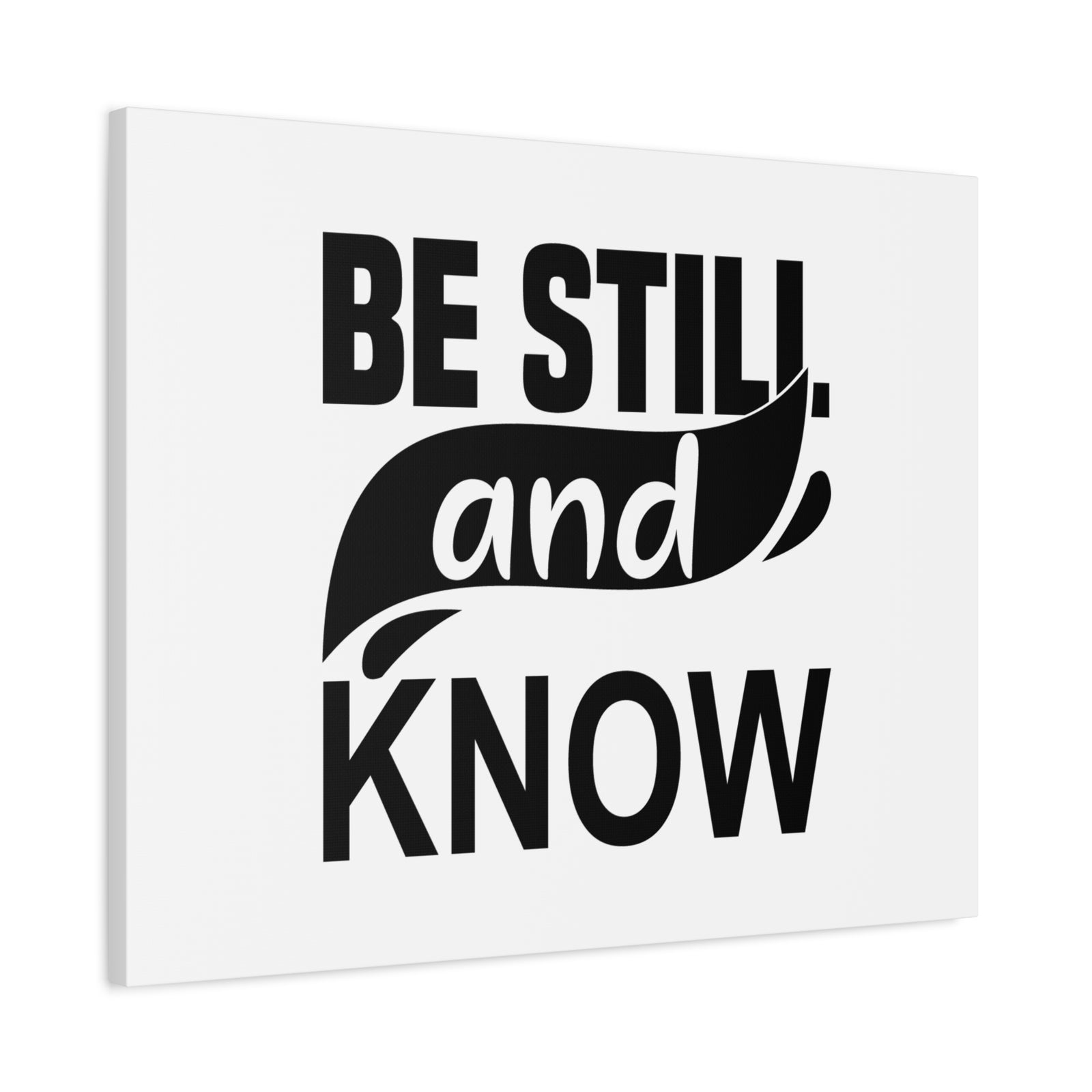 Scripture Canvas Be Still And Know Psalm 46:10 Swish Black Christian Wall Art Bible Verse Print Ready to Hang-Express Your Love Gifts