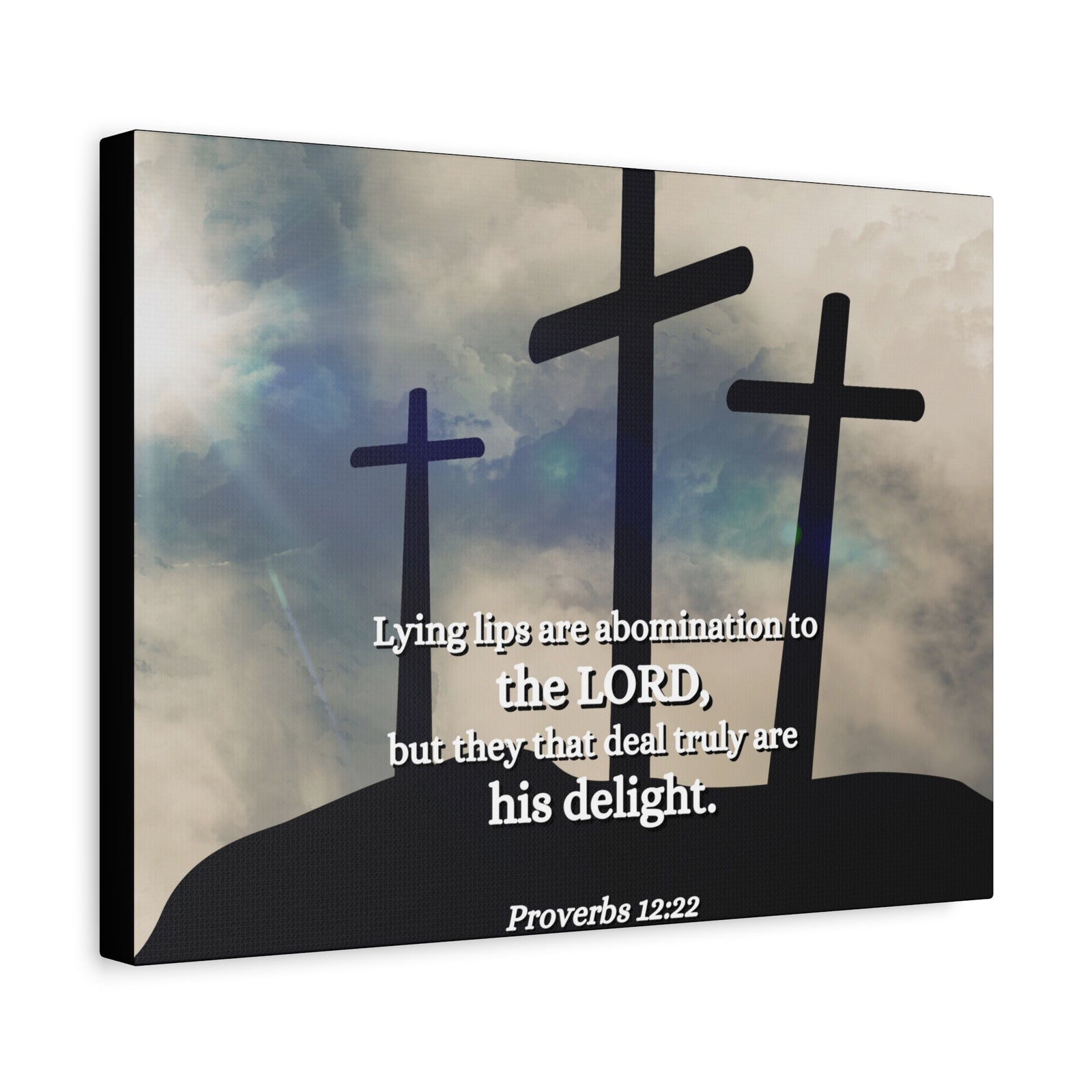 Scripture Canvas Lying Lips Proverbs 12:22 Christian Wall Art Bible Verse Print Ready to Hang-Express Your Love Gifts