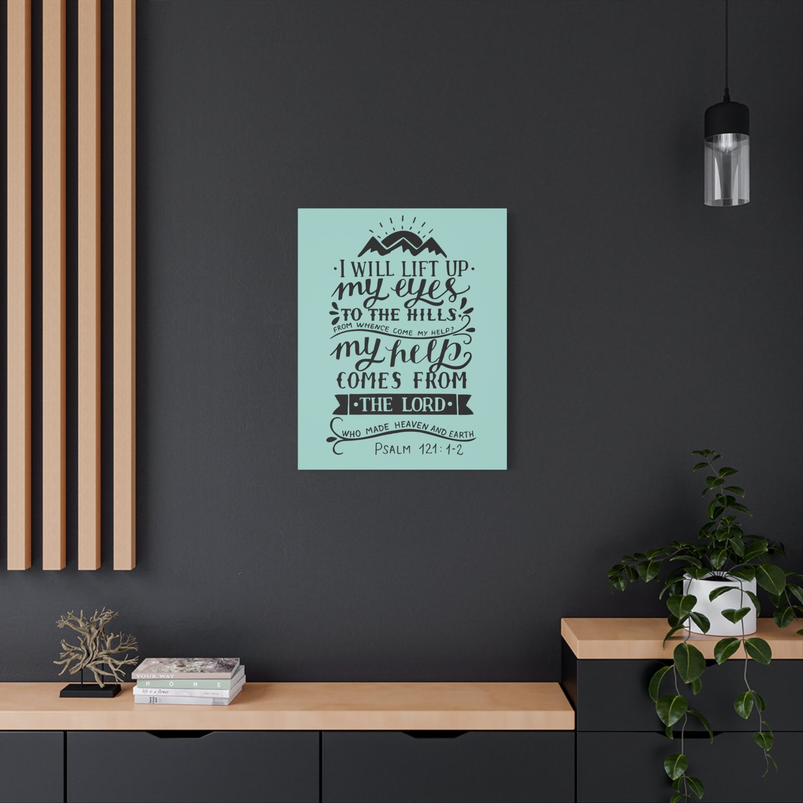 Scripture Canvas I Will Lift Up Psalm 121:1-2 Christian Wall Art Bible Verse Print Ready To Hang-Express Your Love Gifts
