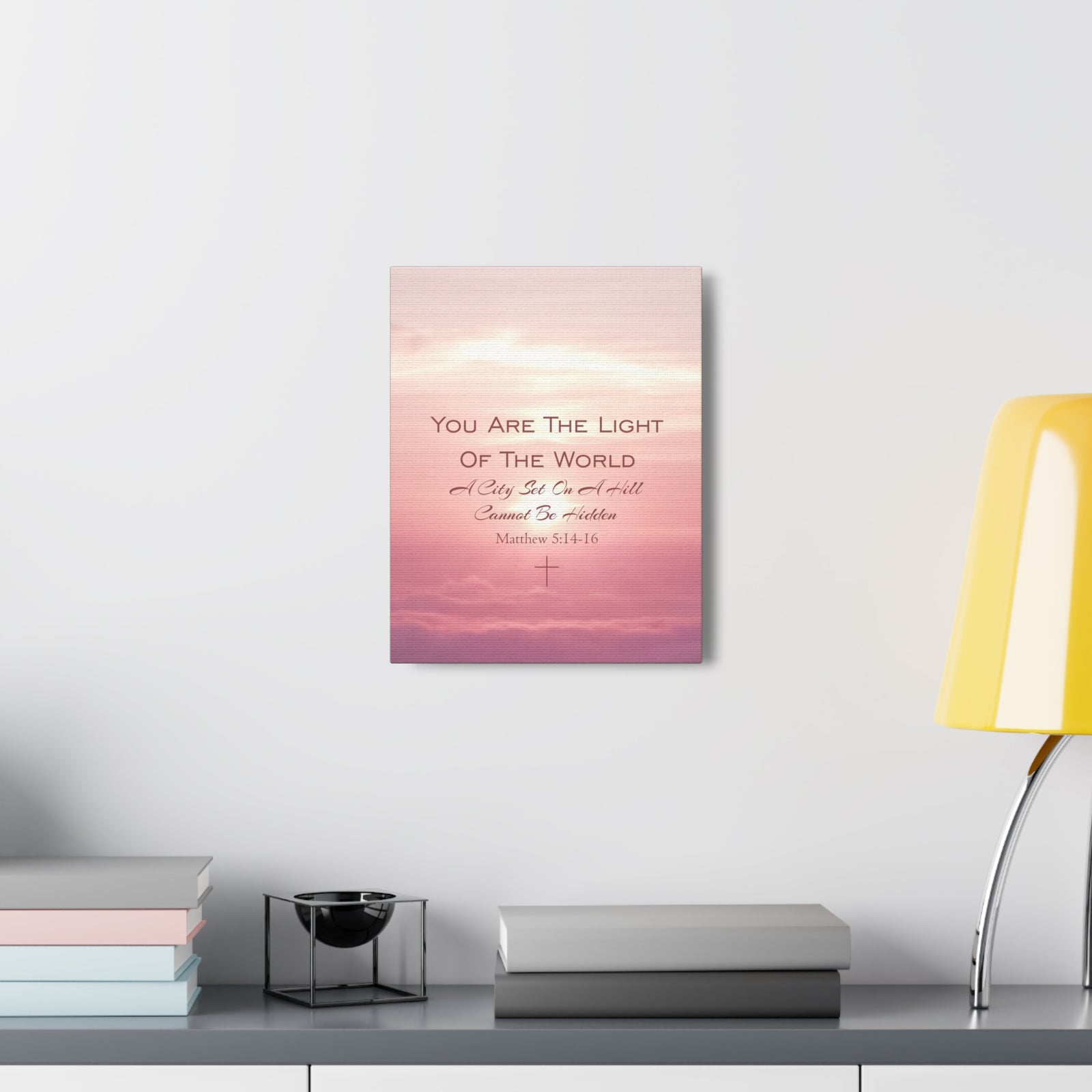 Scripture Canvas Light Of The World Matthew 5:14-16 Christian Wall Art Bible Verse Print Ready to Hang-Express Your Love Gifts