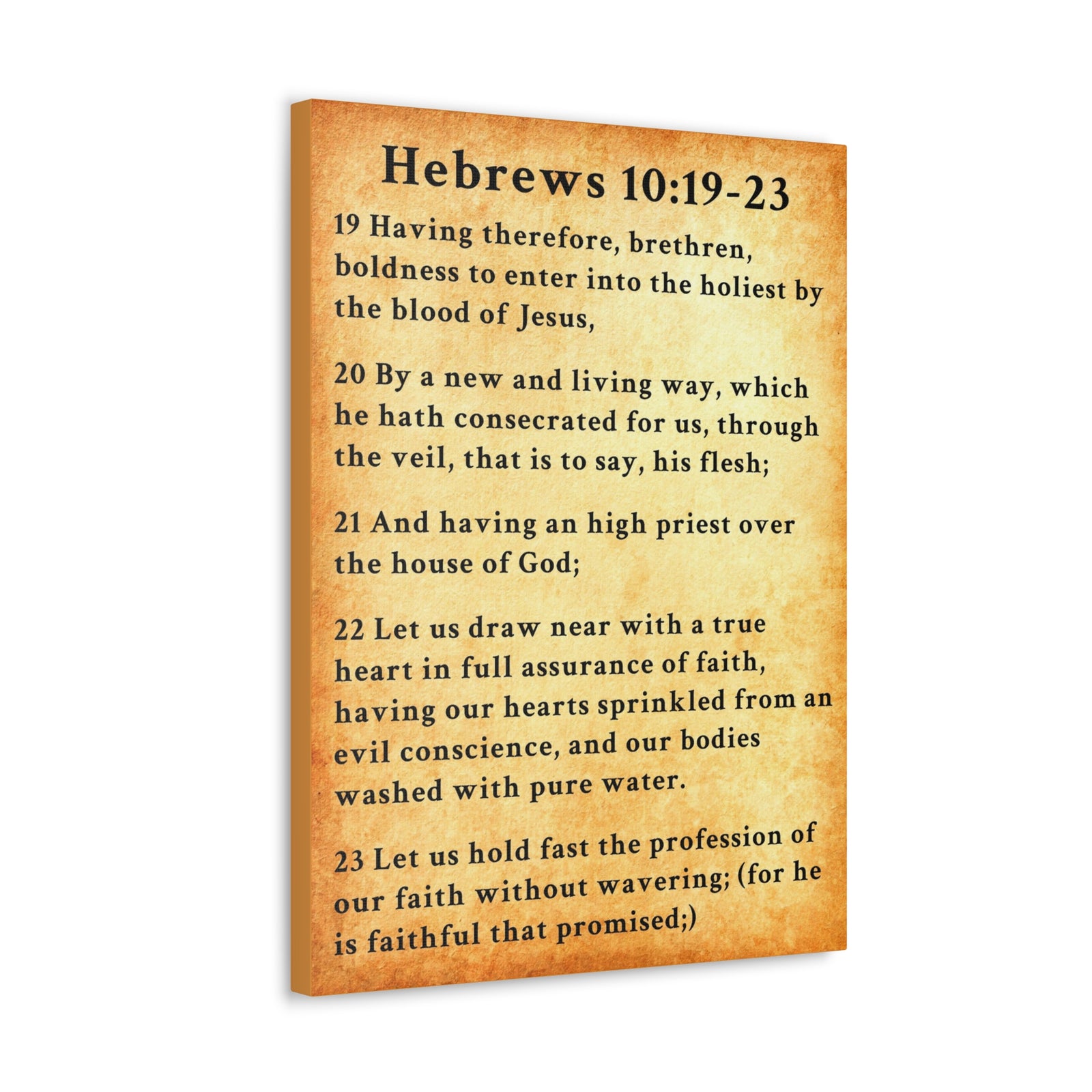 Scripture Walls Hebrews 10:19-23 KJV Bible Verse Canvas Christian Wall Art Ready to Hang Unframed-Express Your Love Gifts