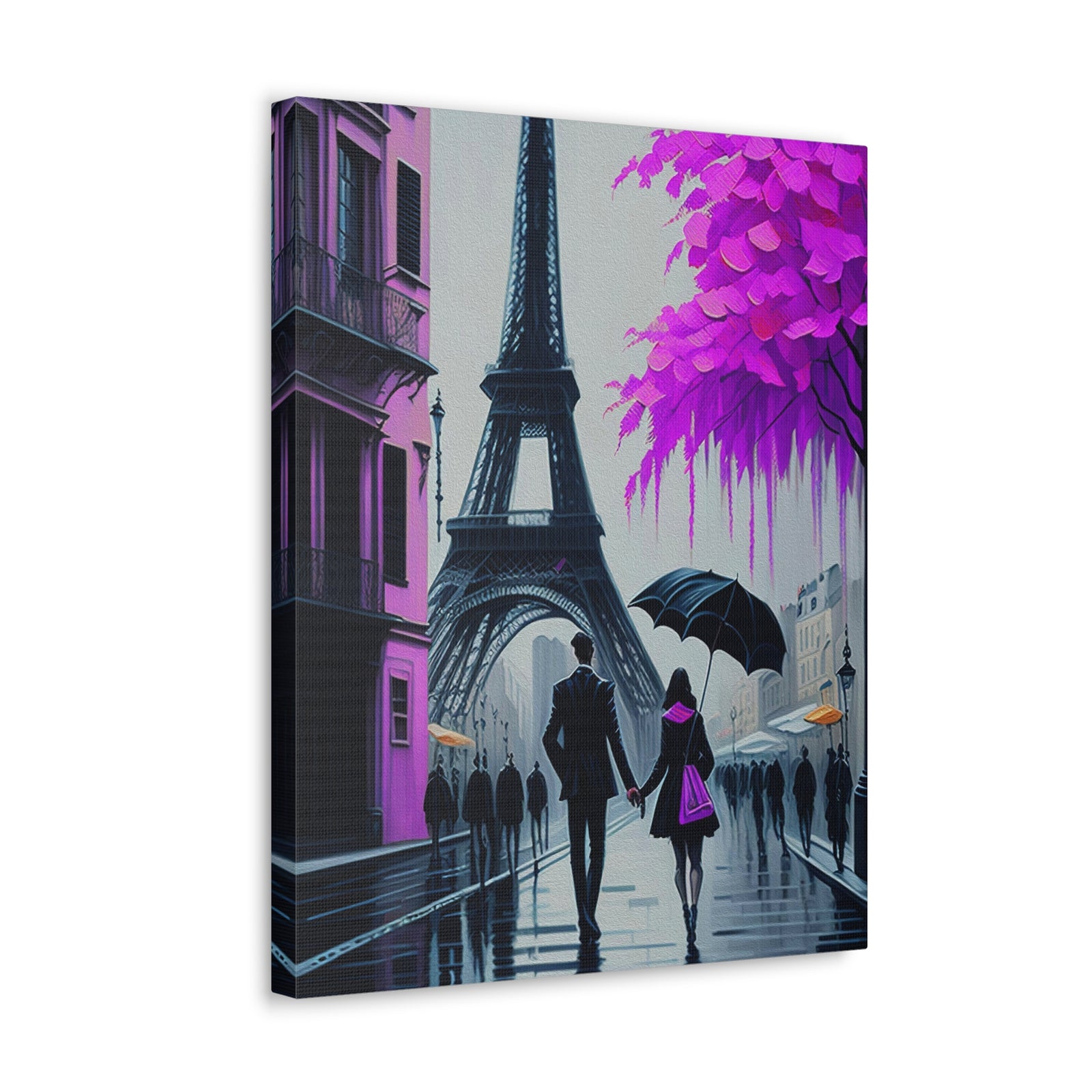 Romantic Couple Paris Eiffel Tower France Canvas Artwork High-Quality Breathtaking French City for Home Decor Ready to Hang-Express Your Love Gifts