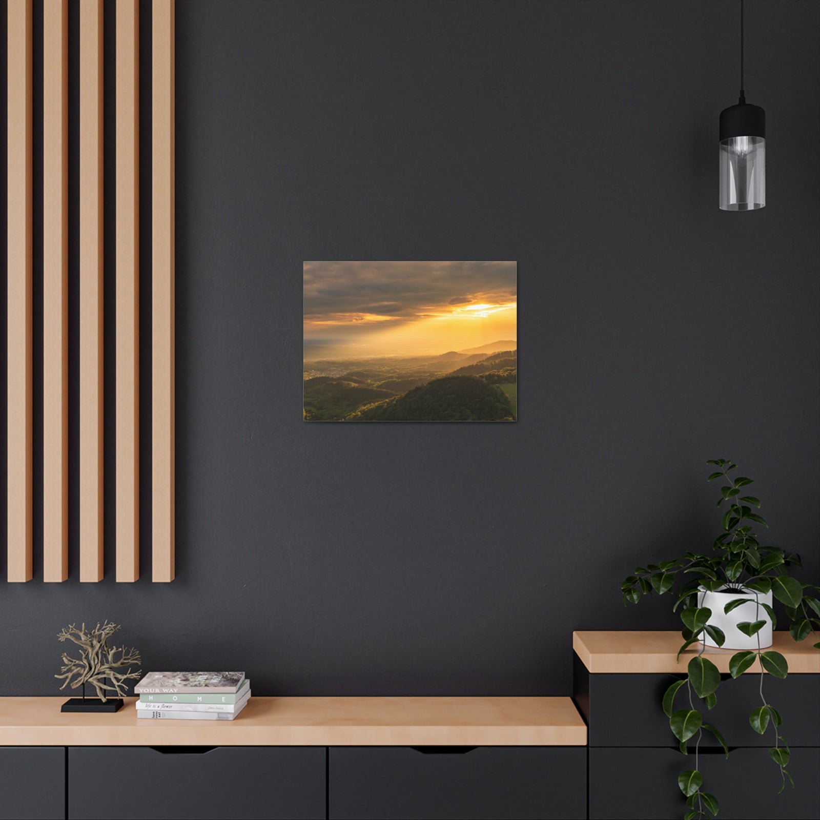 Sunrise Over Golden Mountains Nature Wilderness Photography Canvas Wall Art for Home Decor Ready-to-Hang-Express Your Love Gifts