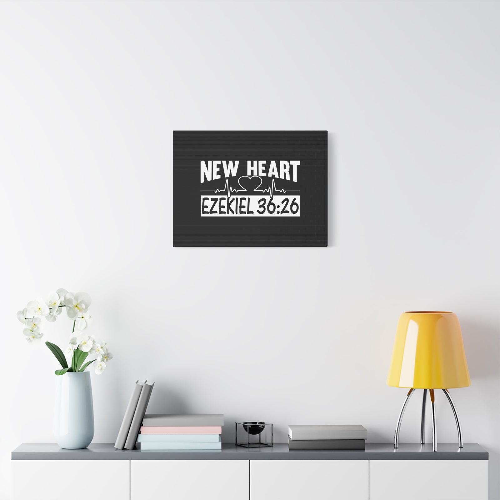 Scripture Walls Ezekiel 36:26 New Heart Bible Verse Canvas Christian Wall Art Ready to Hang Unframed-Express Your Love Gifts