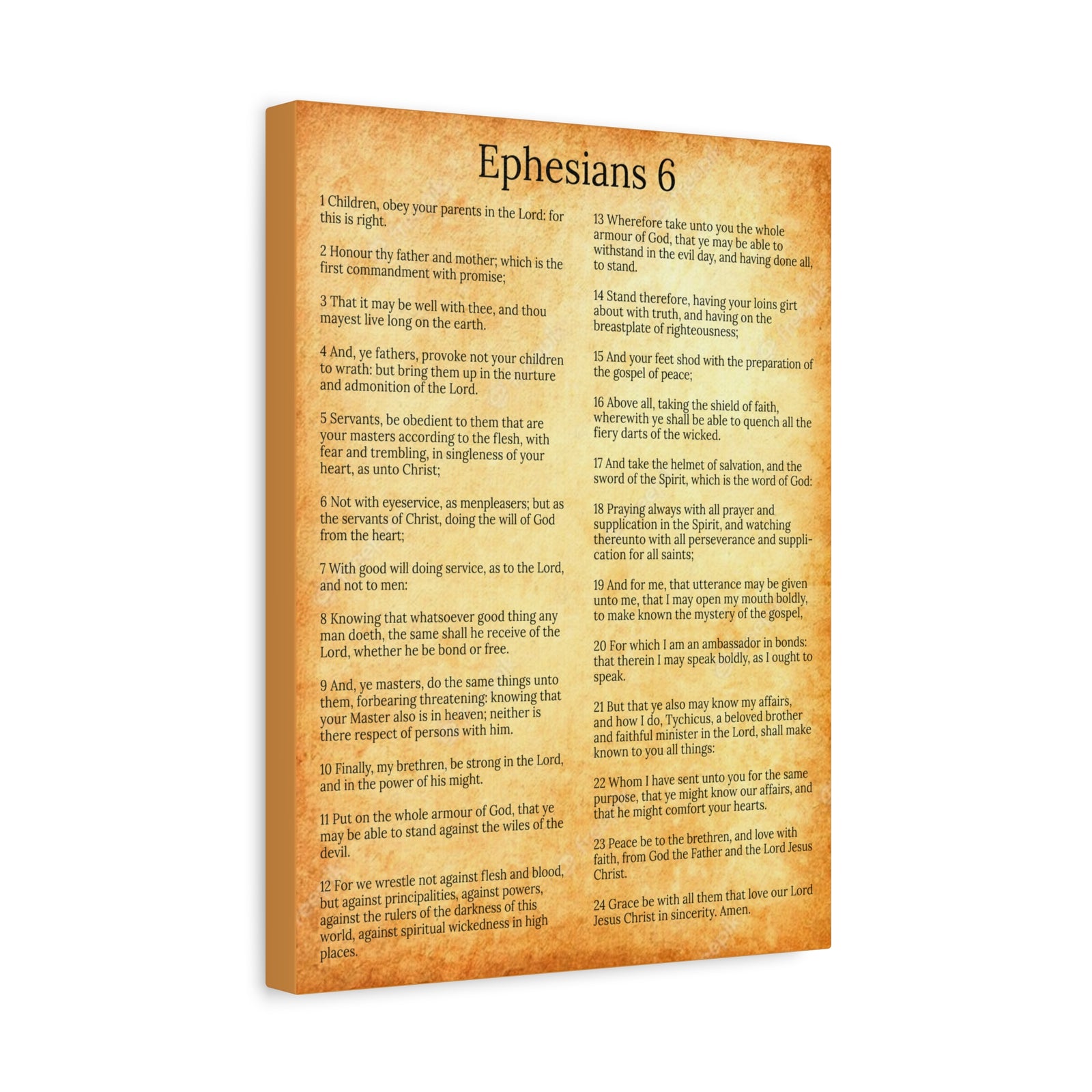 Scripture Walls Ephesians 6 Chapter Gold Protection of the Believer Christian Wall Art Print Ready to Hang Unframed-Express Your Love Gifts