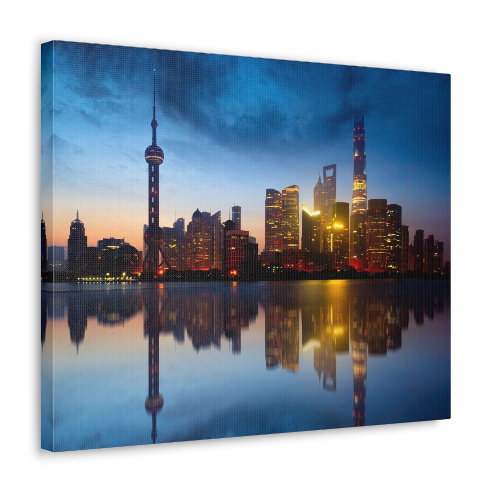 Shanghai Night Skyline Canvas Artwork High-Quality Breathtaking Stunning Cityscape for Home Decor Ready to Hang-Express Your Love Gifts