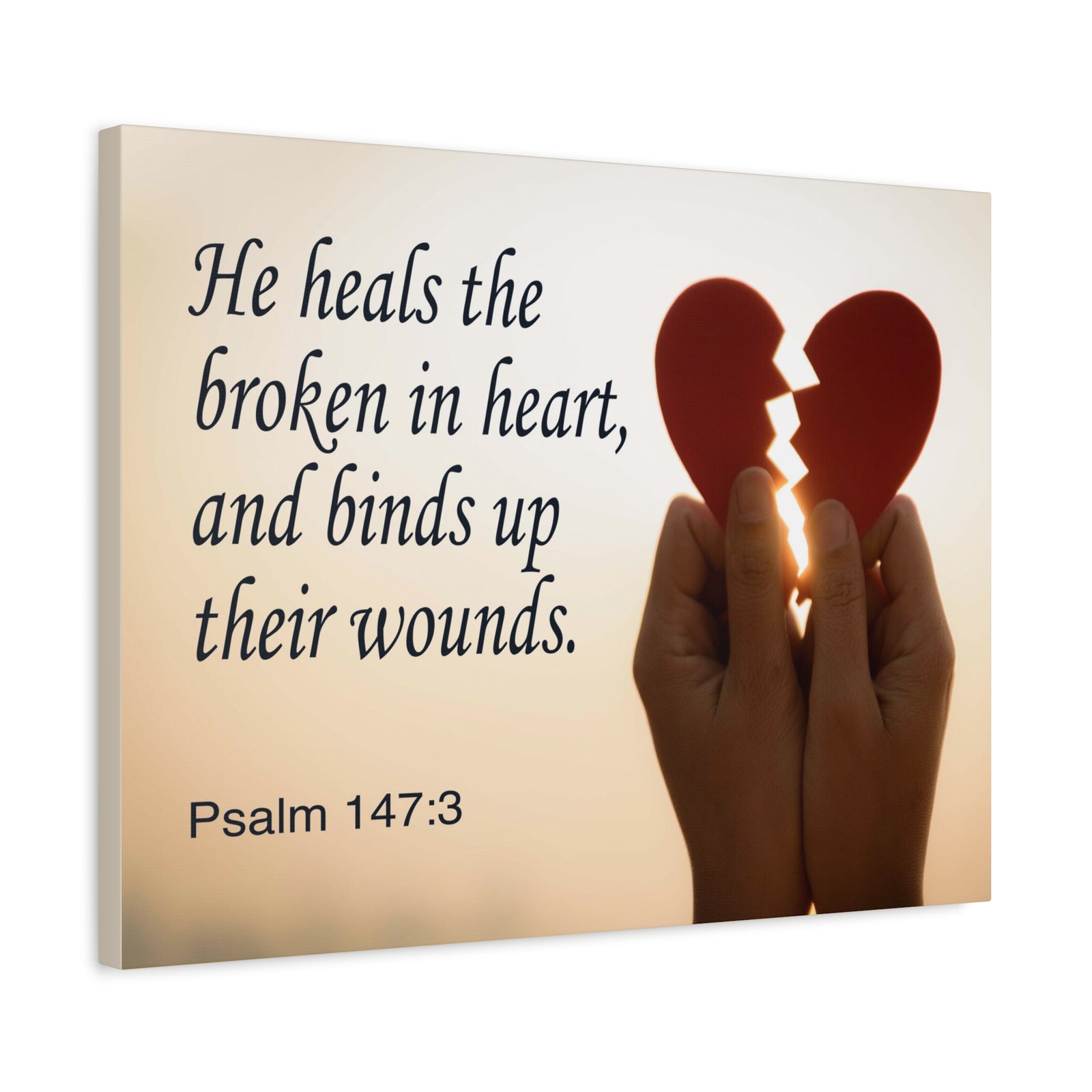 Scripture Canvas Heals the Broken Psalm 147:3 Christian Wall Art Bible Verse Print Ready to Hang-Express Your Love Gifts