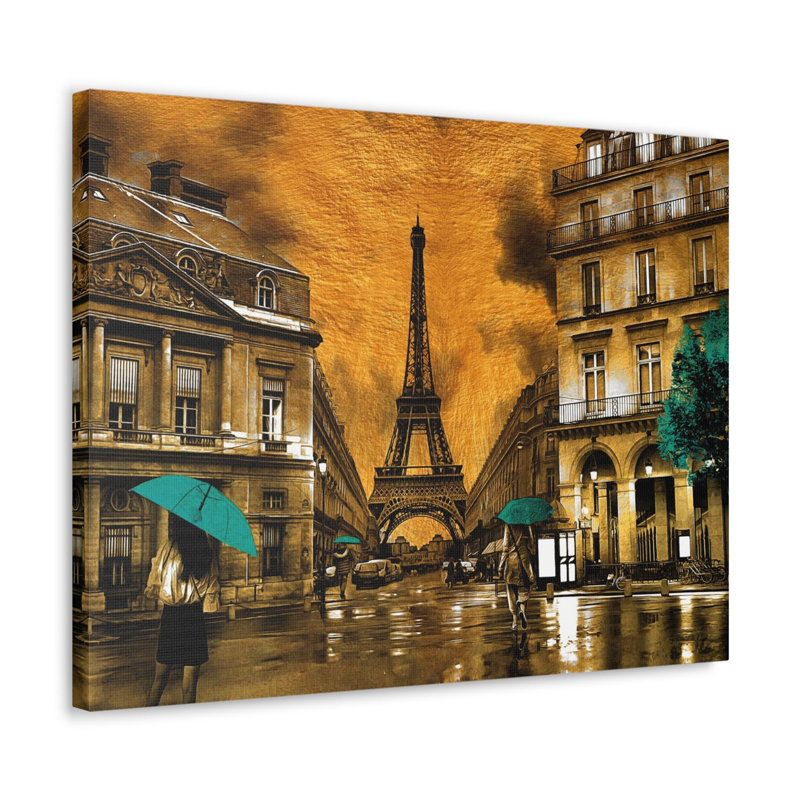 Yellow And Blue Eiffel Tower France Canvas Artwork High-Quality Breathtaking French City for Home Decor Ready to Hang-Express Your Love Gifts