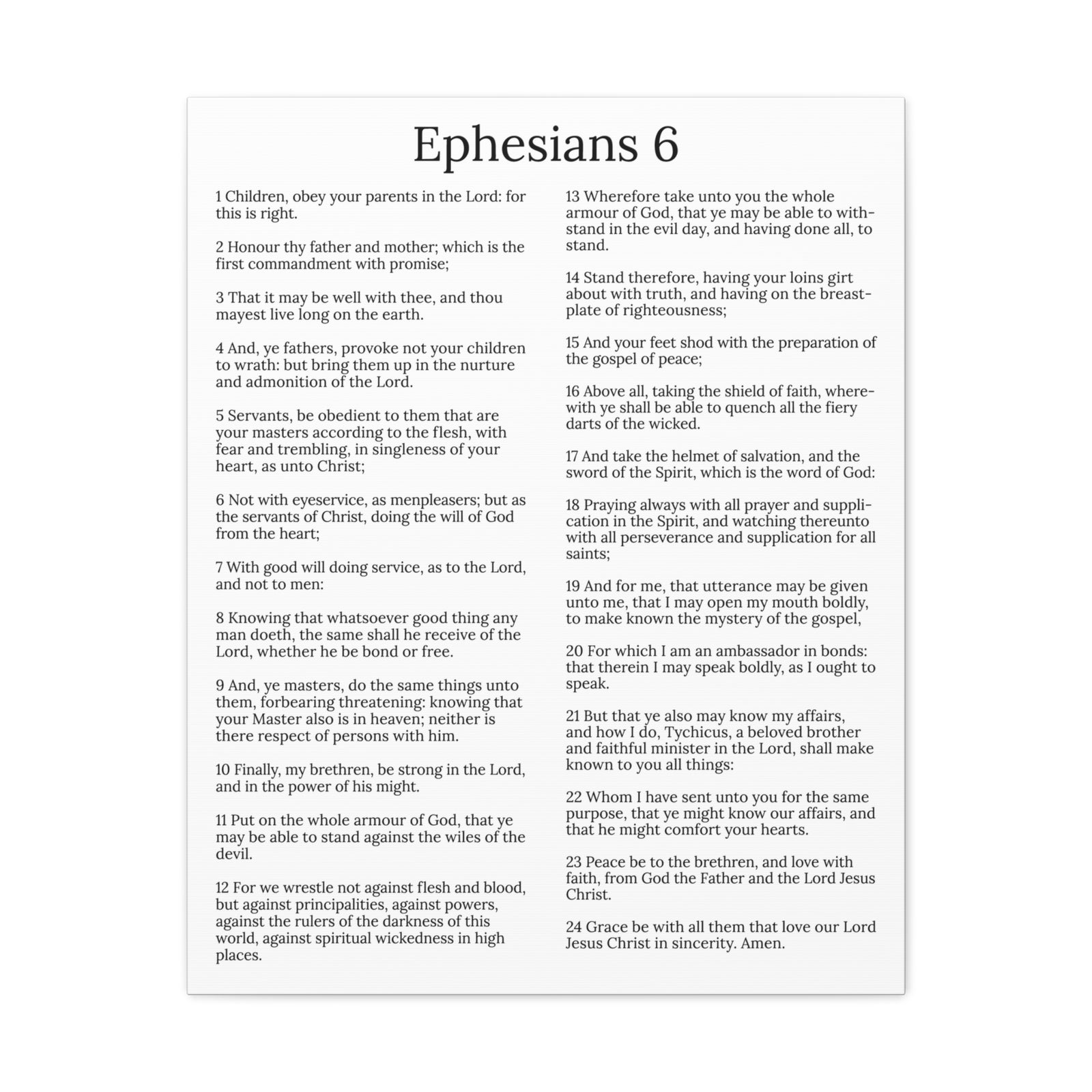 Scripture Walls Protection of the Believer Ephesians 6 Chapter White Christian Wall Art Print Ready to Hang Unframed-Express Your Love Gifts