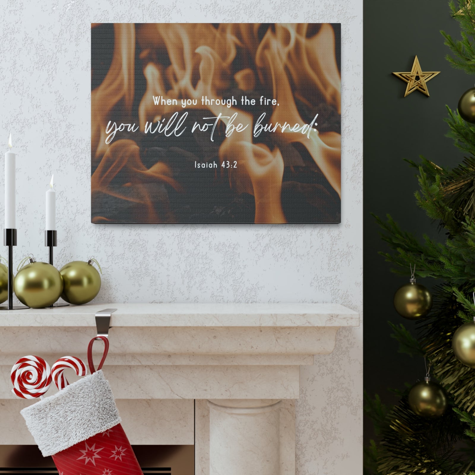 10 Scripture Walls Not Be Burned Isaiah 43:2 Bible Verse Canvas Christian Wall Art Ready to Hang-Express Your Love Gifts