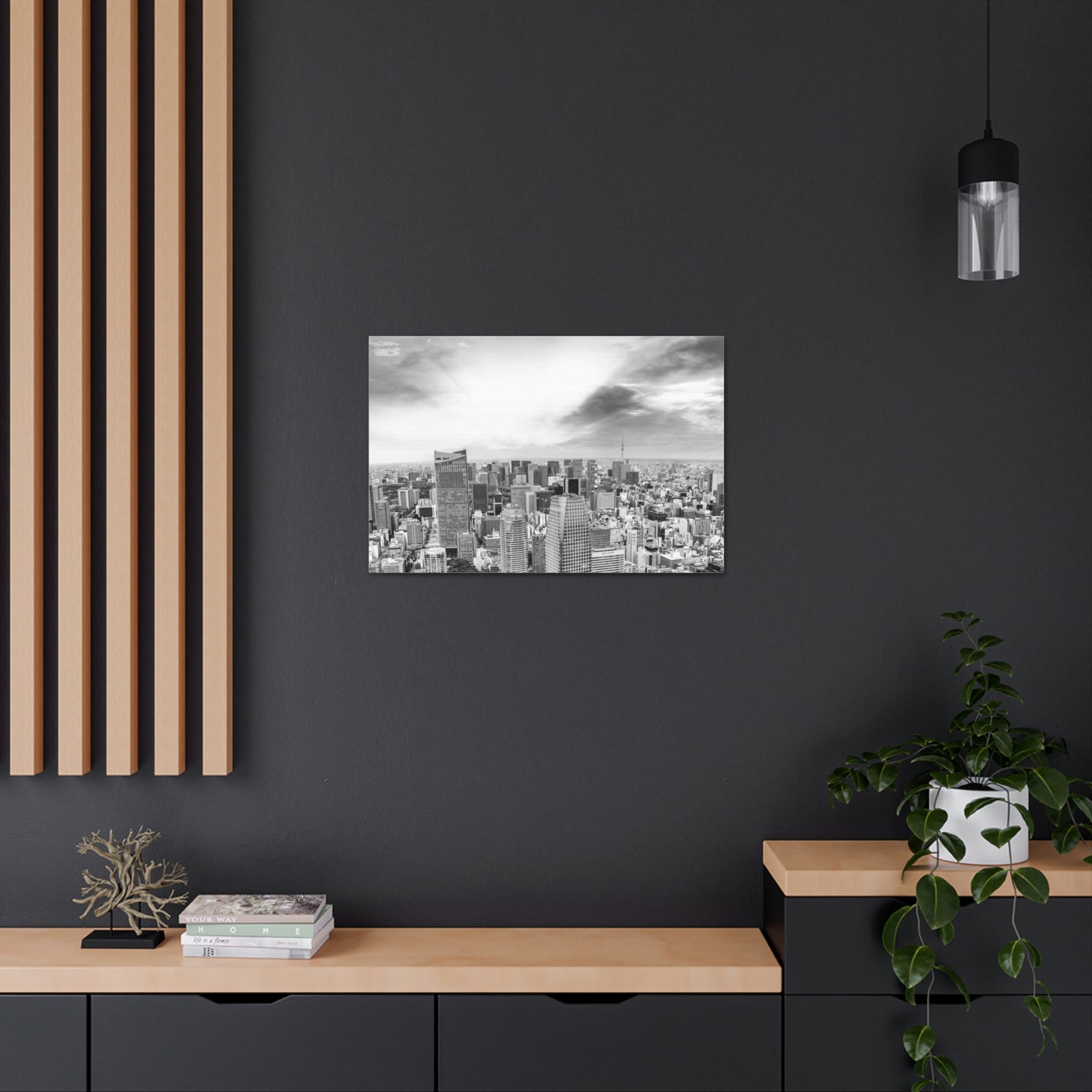Tokyo Black And White Skyline Canvas Artwork High-Quality Breathtaking Stunning Cityscape for Home Decor Ready to Hang-Express Your Love Gifts
