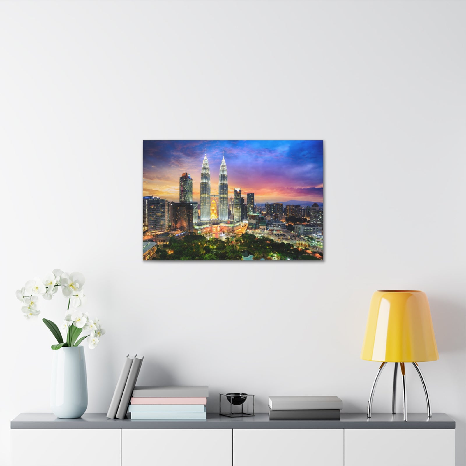 Kuala Lumpur Night Skyline Canvas Artwork High-Quality Breathtaking Stunning Cityscape for Home Decor Ready to Hang-Express Your Love Gifts