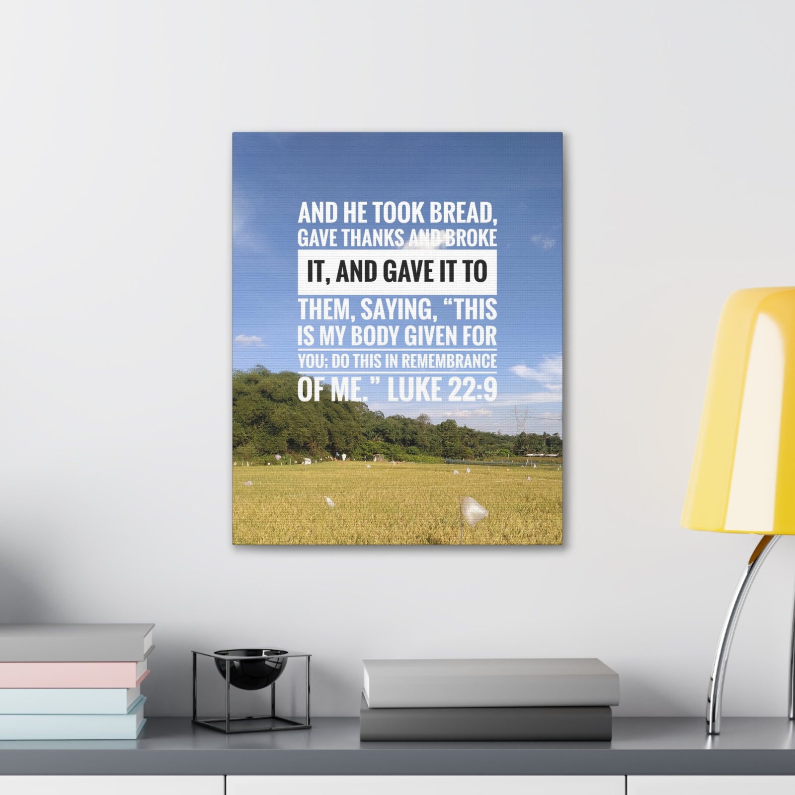 Scripture Canvas Gave Thanks Luke 22:9 Christian Wall Art Bible Verse Print Ready to Hang-Express Your Love Gifts