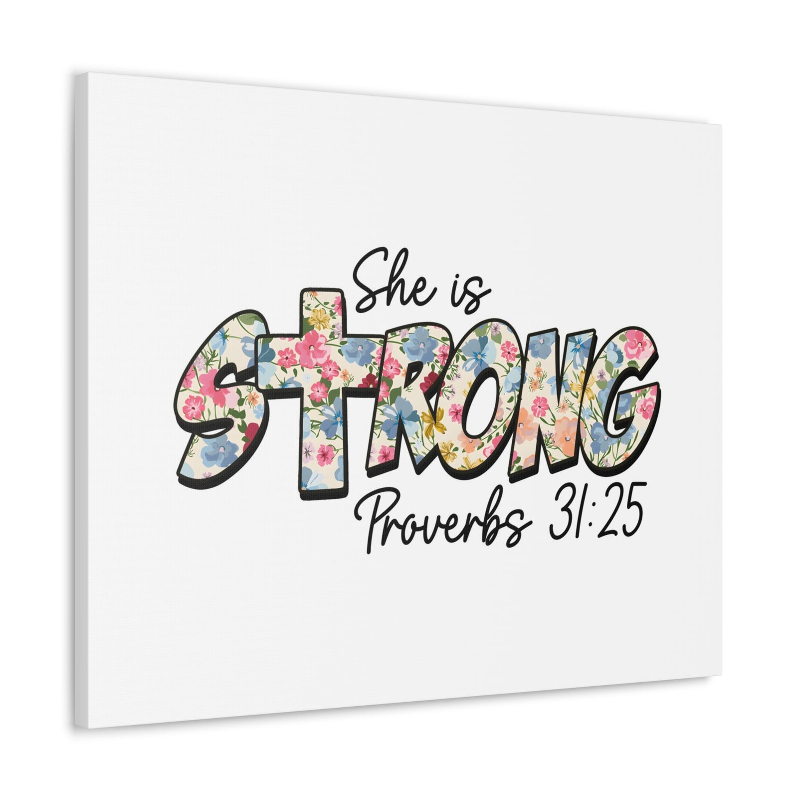 Scripture Walls Proverbs 31:25 She is Strong Bible Verse Canvas Christian Wall Art Ready to Hang Unframed-Express Your Love Gifts