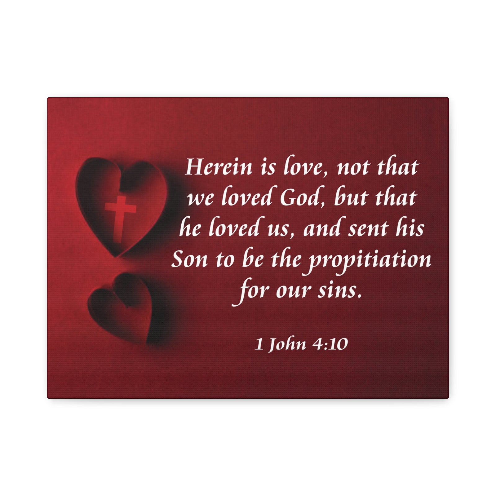 Bible Verse Canvas Herein is Love 1 John 4:10 Christian Home Décor Wall Art Scripture Ready to Hang Faith Print-Express Your Love Gifts