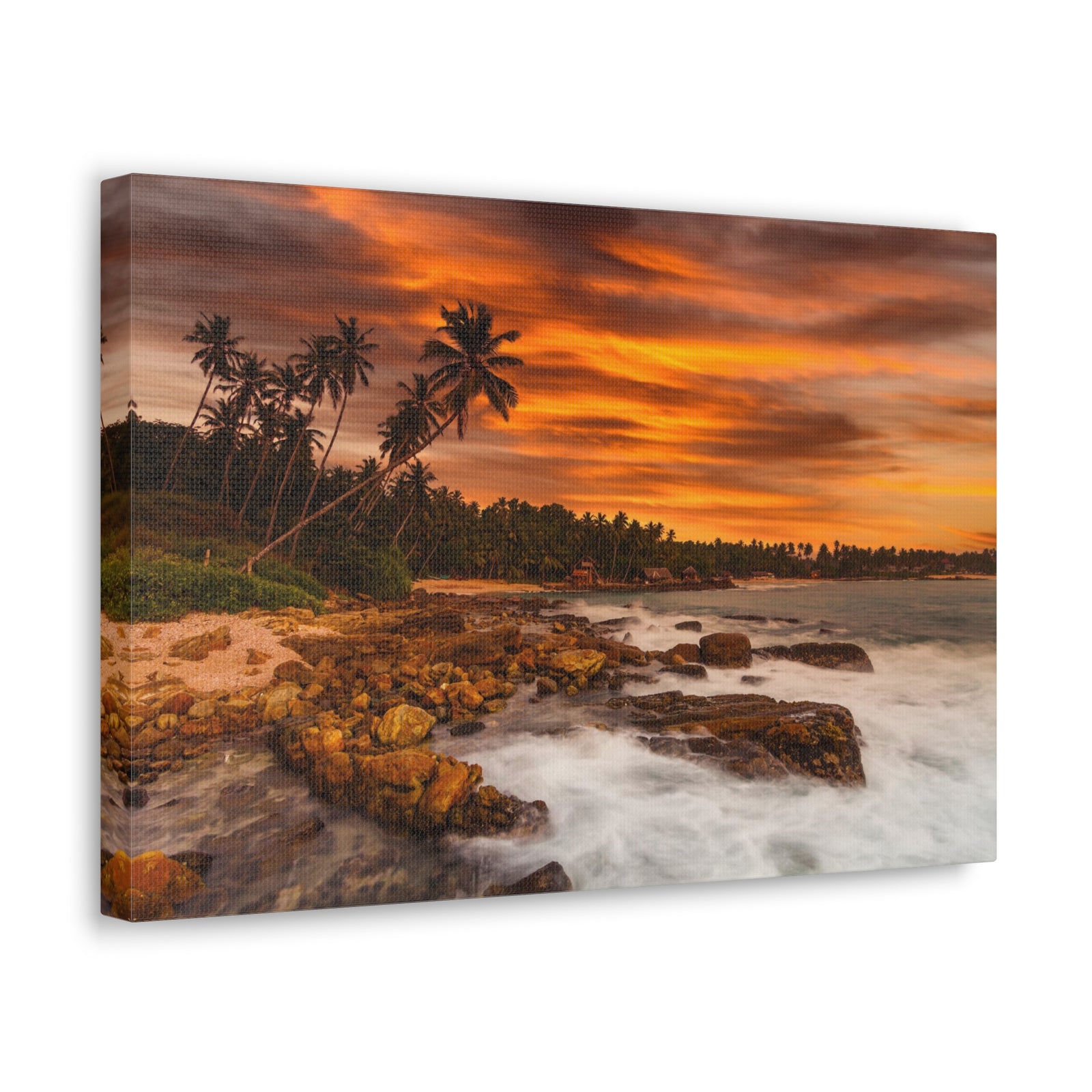 Sunset Beach With Coconut Palms Ocean Canvas Wall Art for Home Decor Ready-to-Hang-Express Your Love Gifts