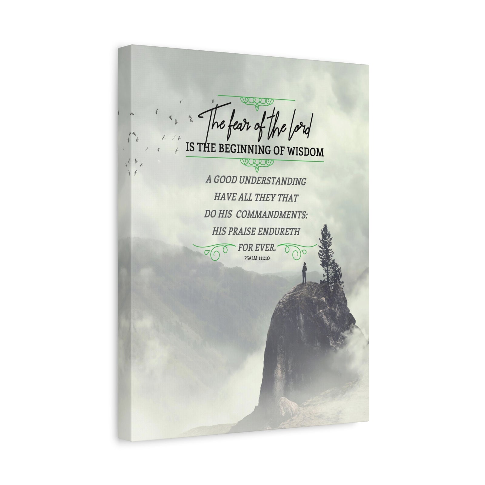 Scripture Canvas The Fear of The Lord Psalm 111:10 Christian Wall Art Bible Verse Print Ready to Hang-Express Your Love Gifts