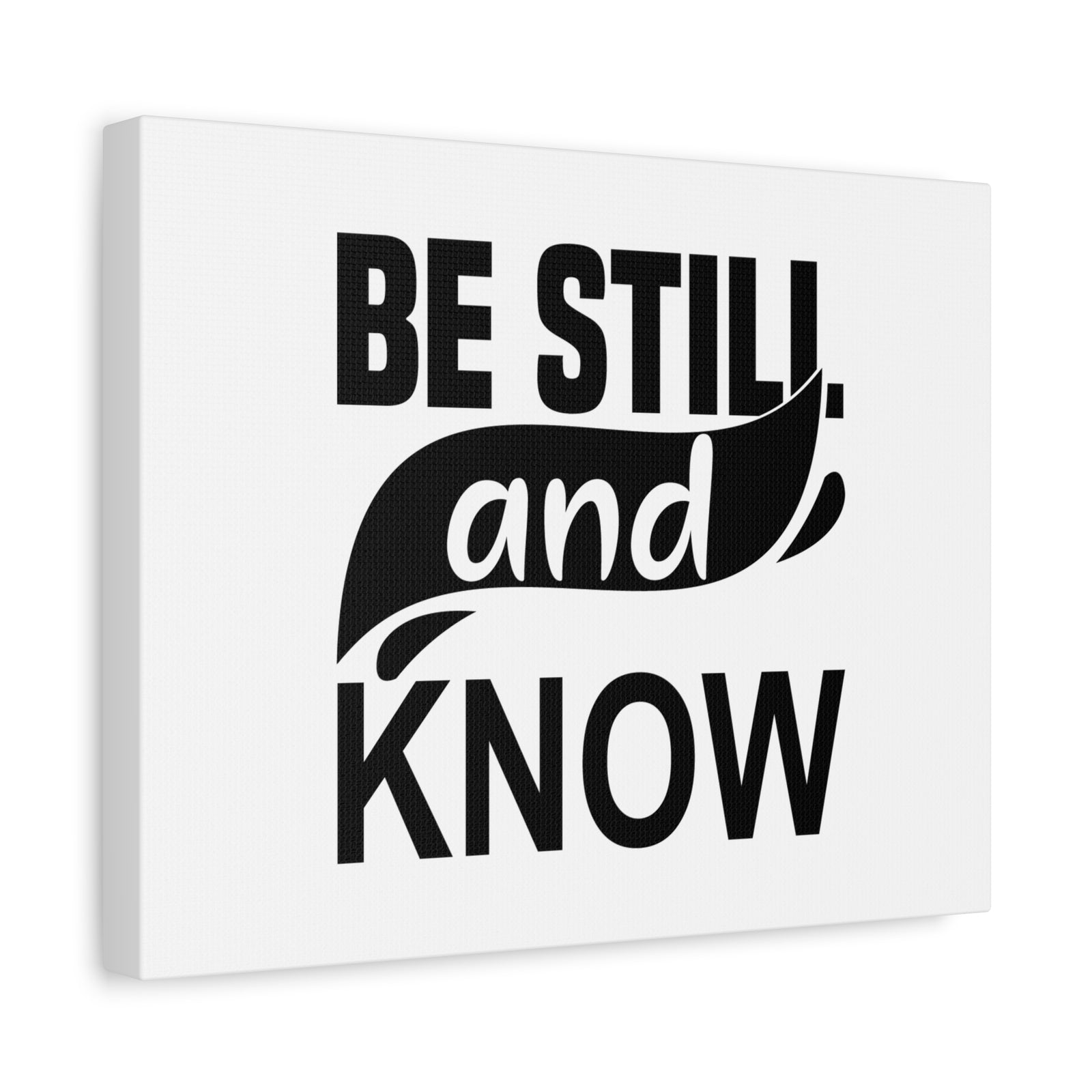 Scripture Canvas Be Still And Know Psalm 46:10 Swish Black Christian Wall Art Bible Verse Print Ready to Hang-Express Your Love Gifts