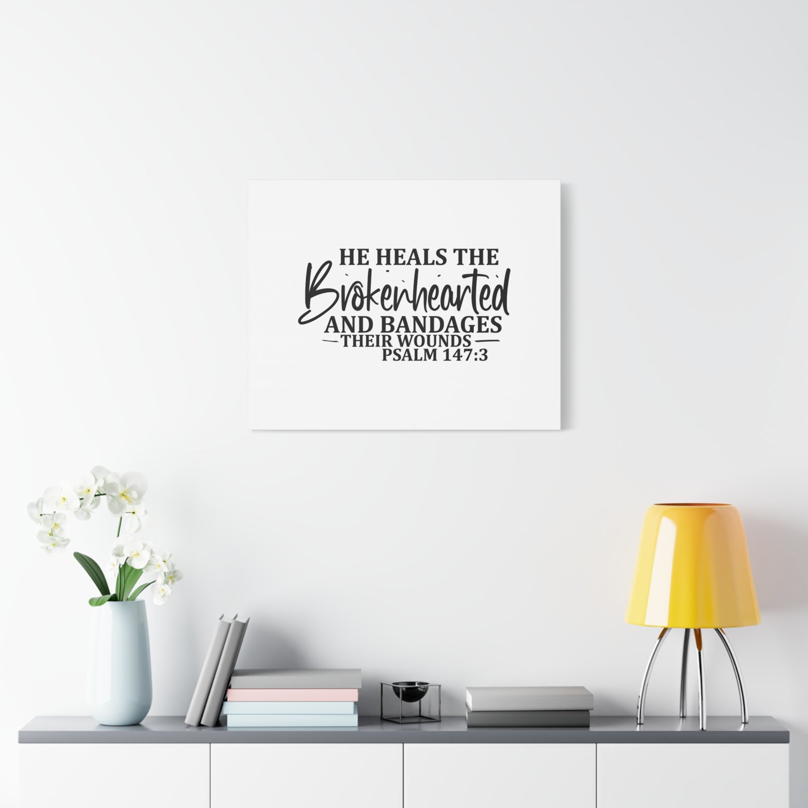 Scripture Canvas Bandages Their Wounds Psalm 147:3 Christian Wall Art Bible Verse Print Ready to Hang-Express Your Love Gifts