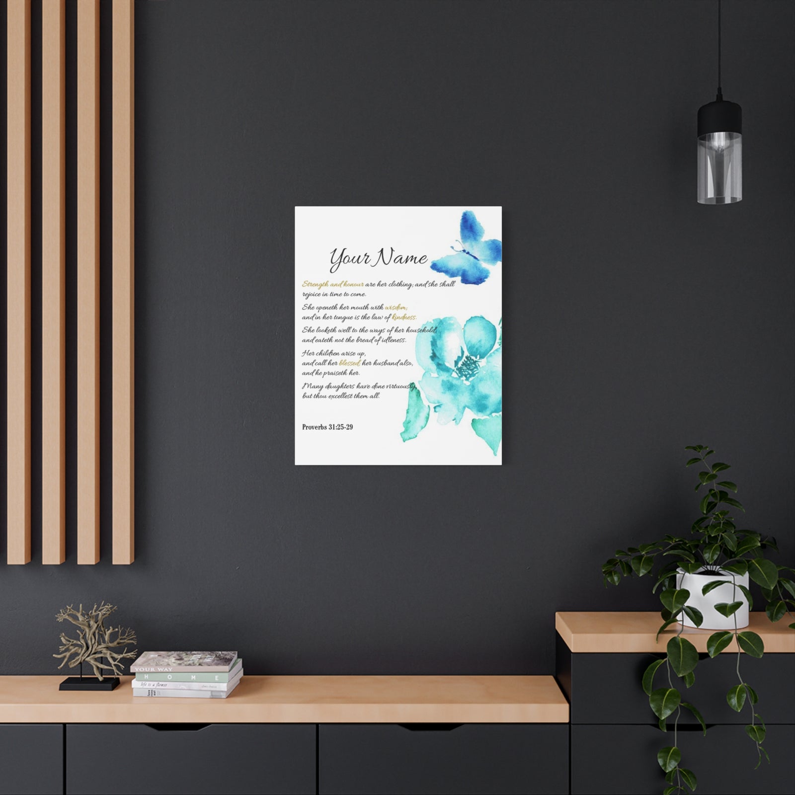 Personalized She is Strong Proverbs 31:25-29 Bible Chapter Canvas Christian Wall Art Ready to Hang-Express Your Love Gifts