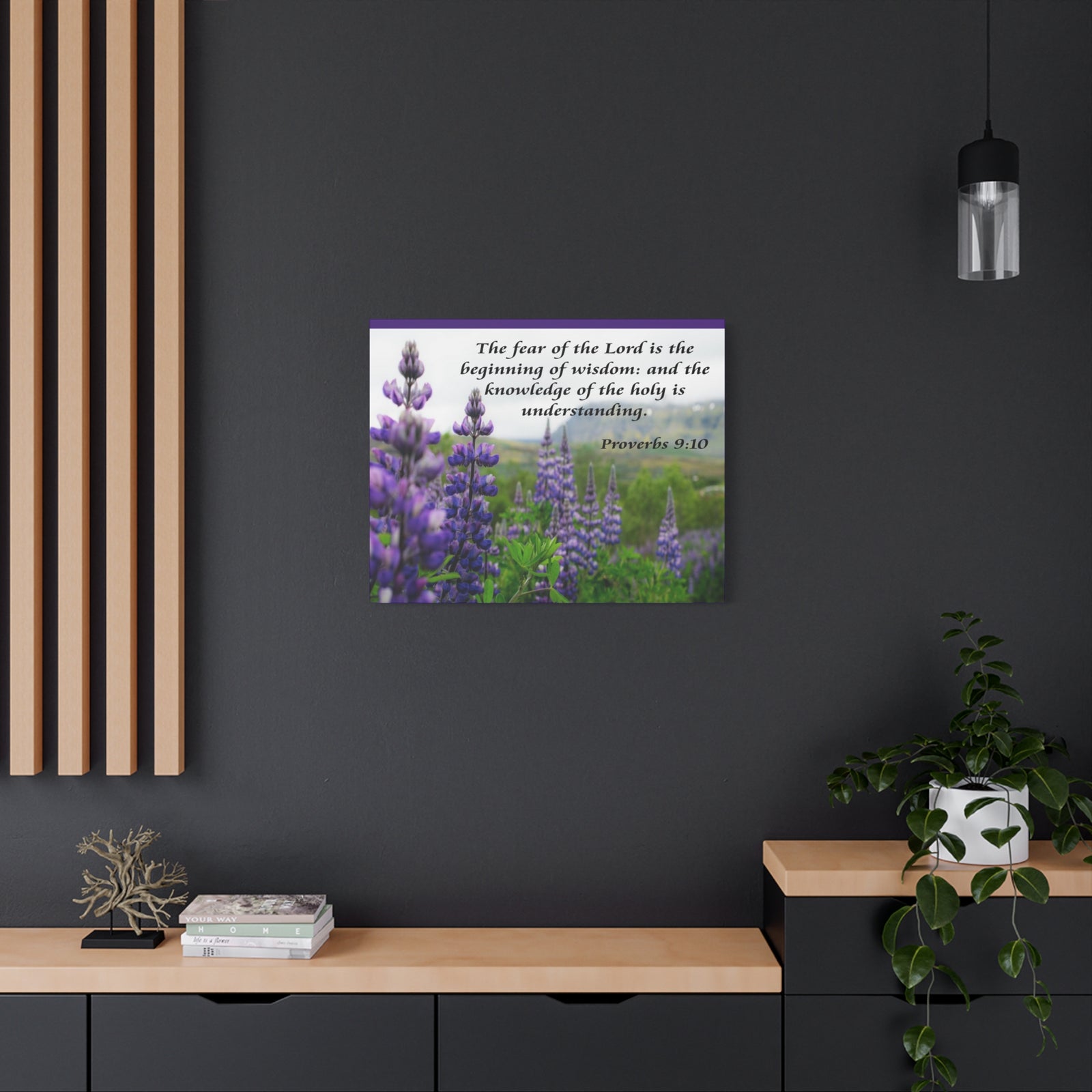 Bible Verse Canvas The Fear of The Lord Proverbs 9:10 Christian Home Décor Wall Art Scripture Ready to Hang Faith Print-Express Your Love Gifts