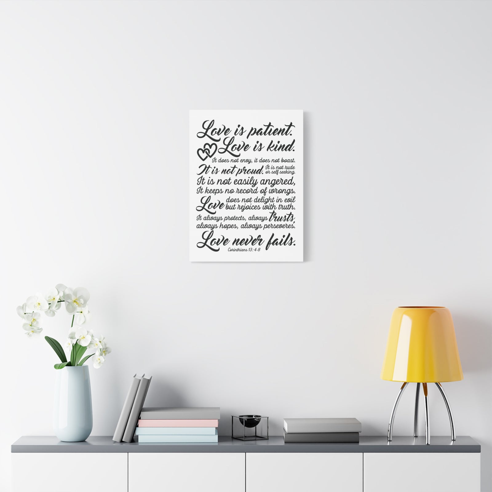 Scripture Canvas Love Is Patient Corinthians 13:4-8 Christian Wall Art Bible Verse Print Ready to Hang-Express Your Love Gifts