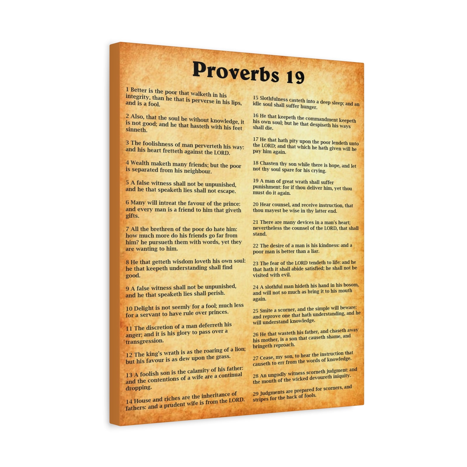 Scripture Walls Proverbs Chapter 19 Gold Bible Canvas Christian Wall Art Ready to Hang Unframed-Express Your Love Gifts