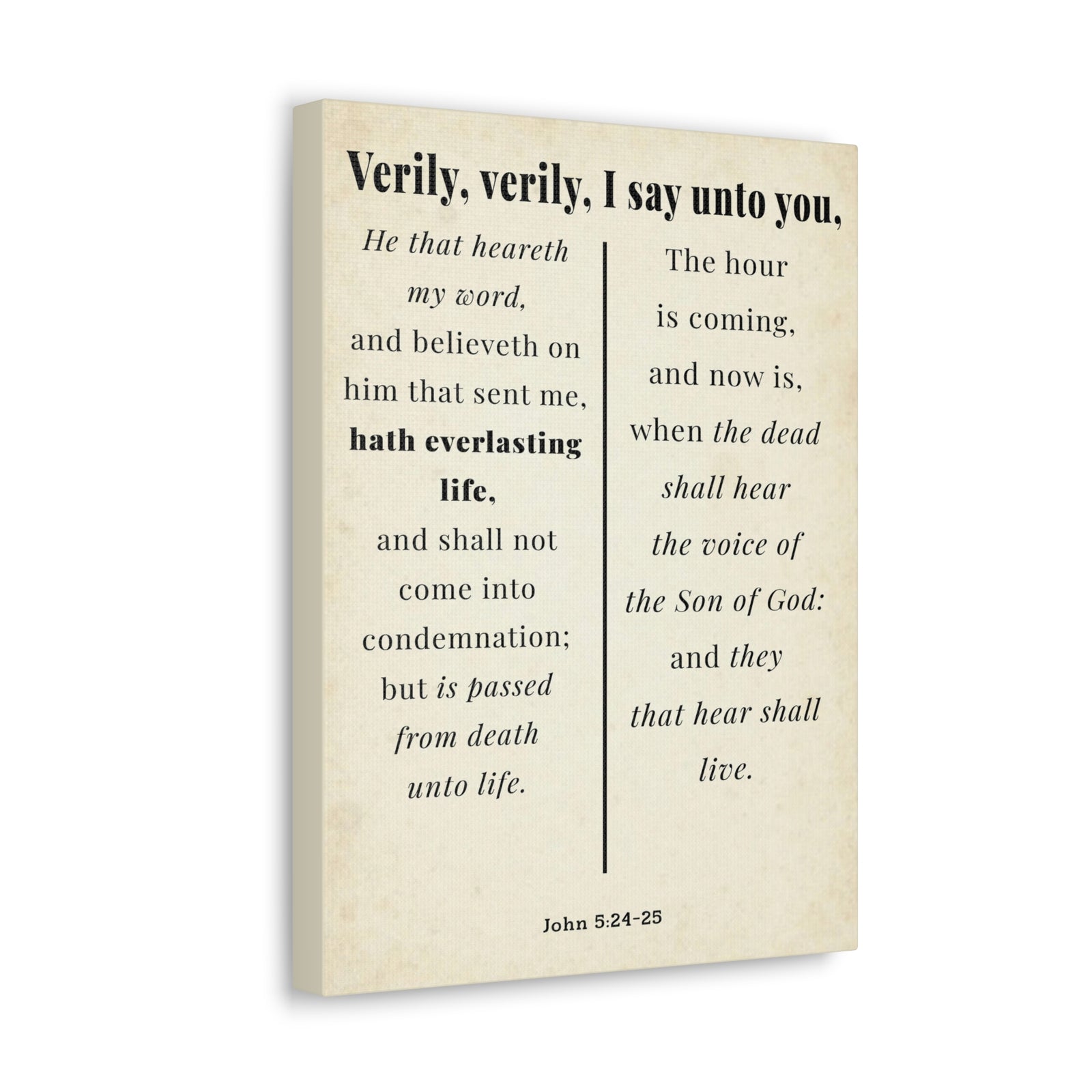 Scripture Walls John 5:24-25 Regeneration and Eternal Life Bible Verse Canvas Christian Wall Art Ready to Hang Unframed-Express Your Love Gifts