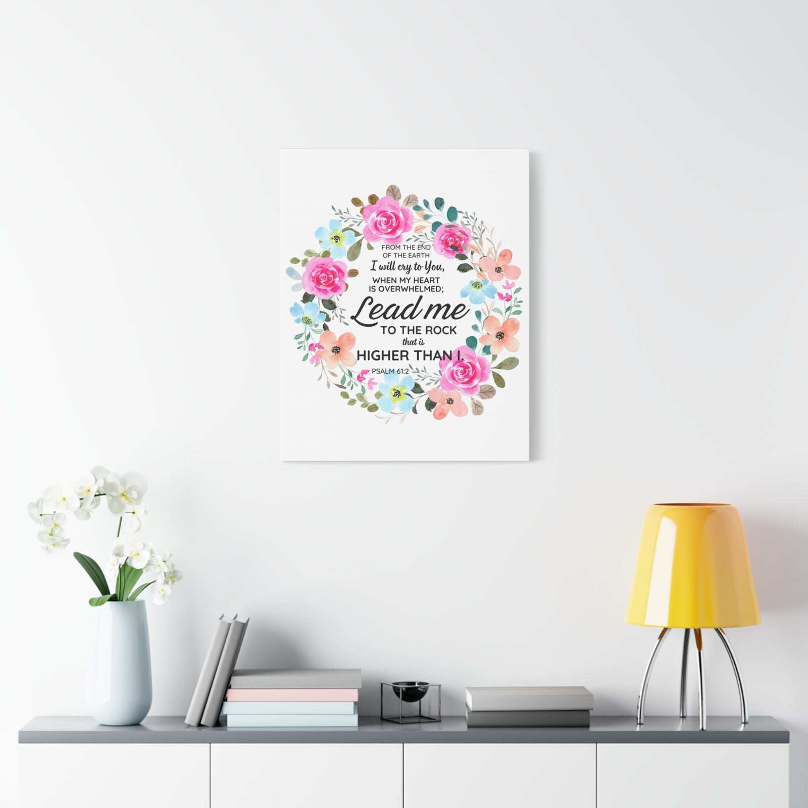 Scripture Walls Psalm 61:2 Higher Than I Bible Verse Canvas Christian Wall Art Ready to Hang Unframed-Express Your Love Gifts