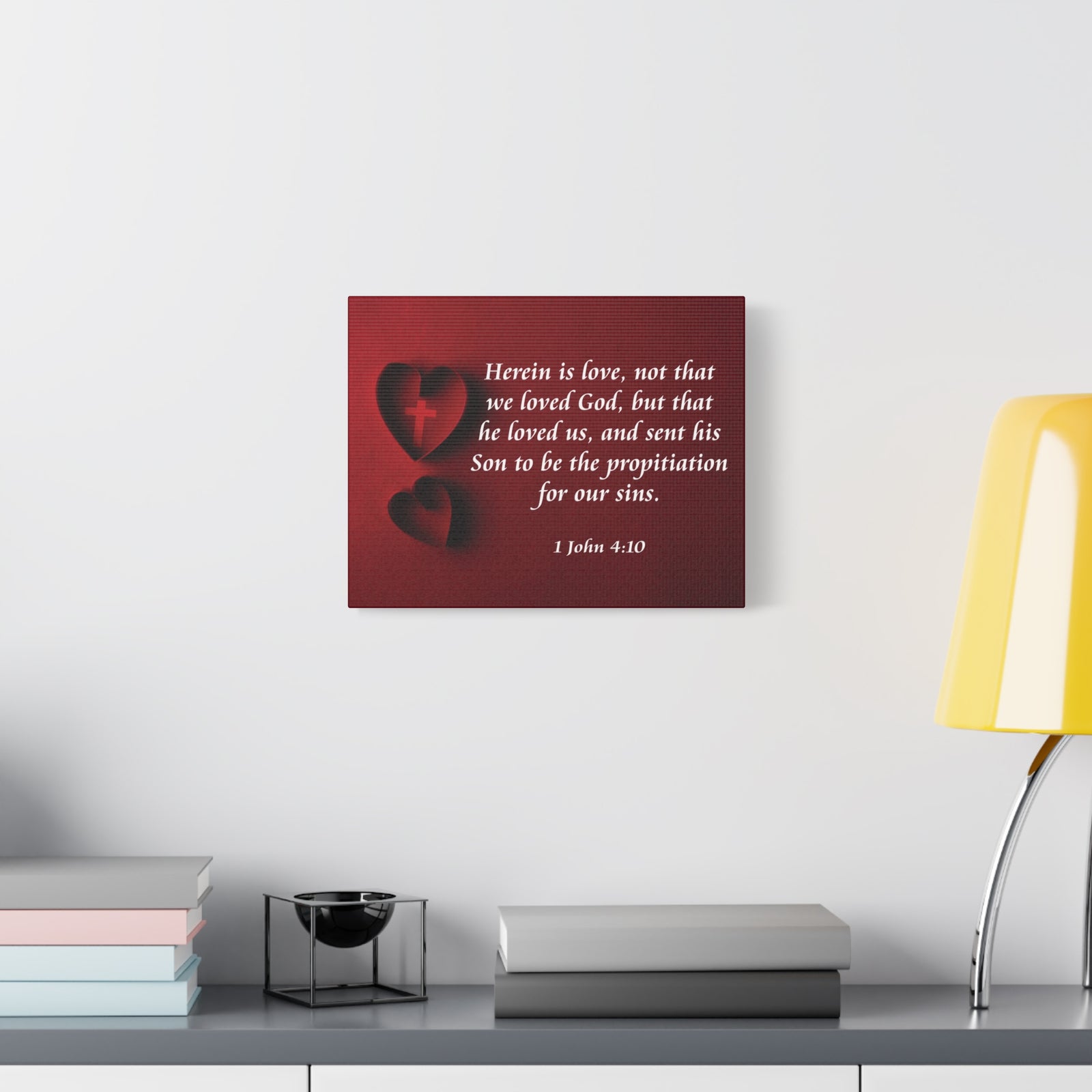 Bible Verse Canvas Herein is Love 1 John 4:10 Christian Home Décor Wall Art Scripture Ready to Hang Faith Print-Express Your Love Gifts