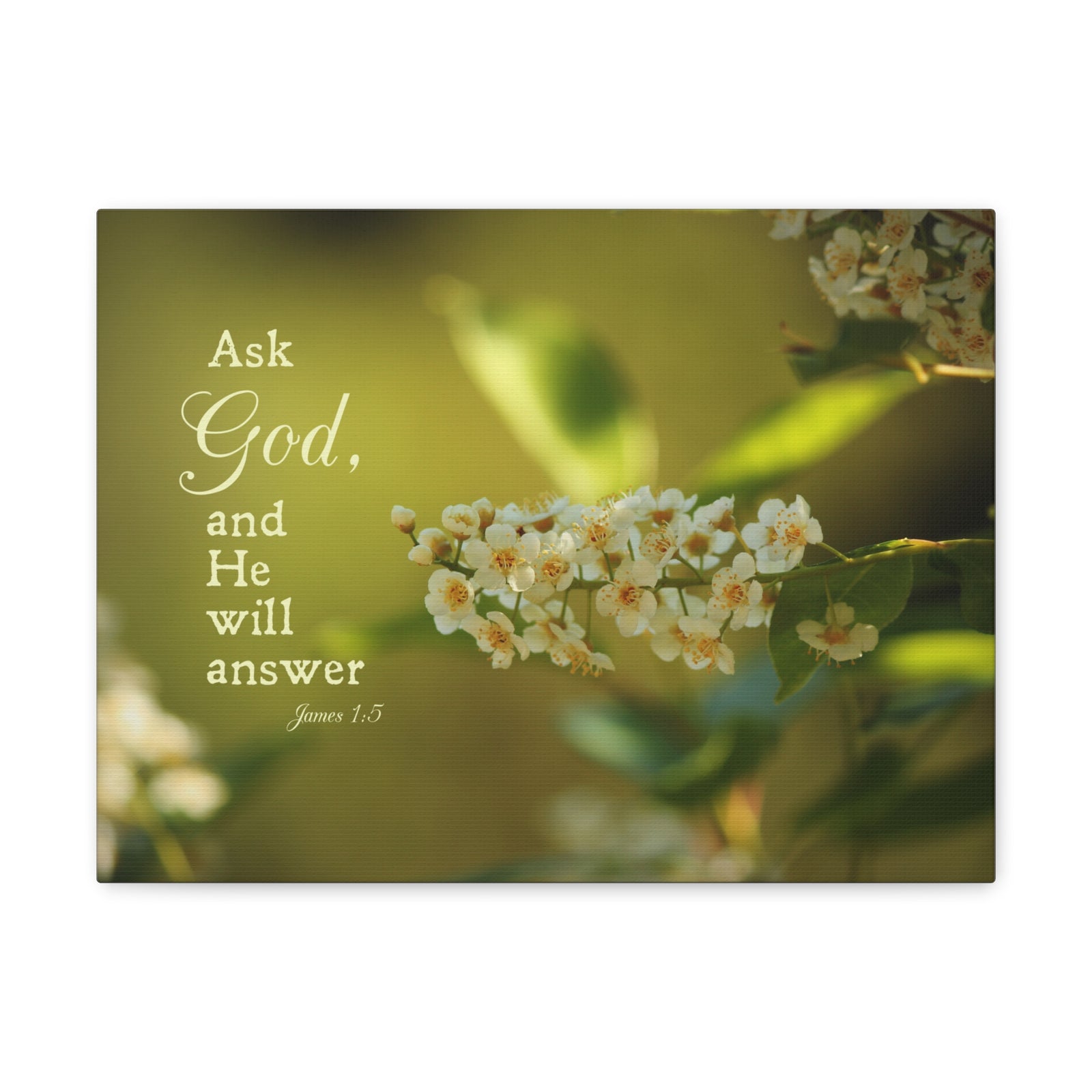 Scripture Canvas He Will Answer James 1:5 Christian Wall Art Bible Verse Print Ready to Hang-Express Your Love Gifts