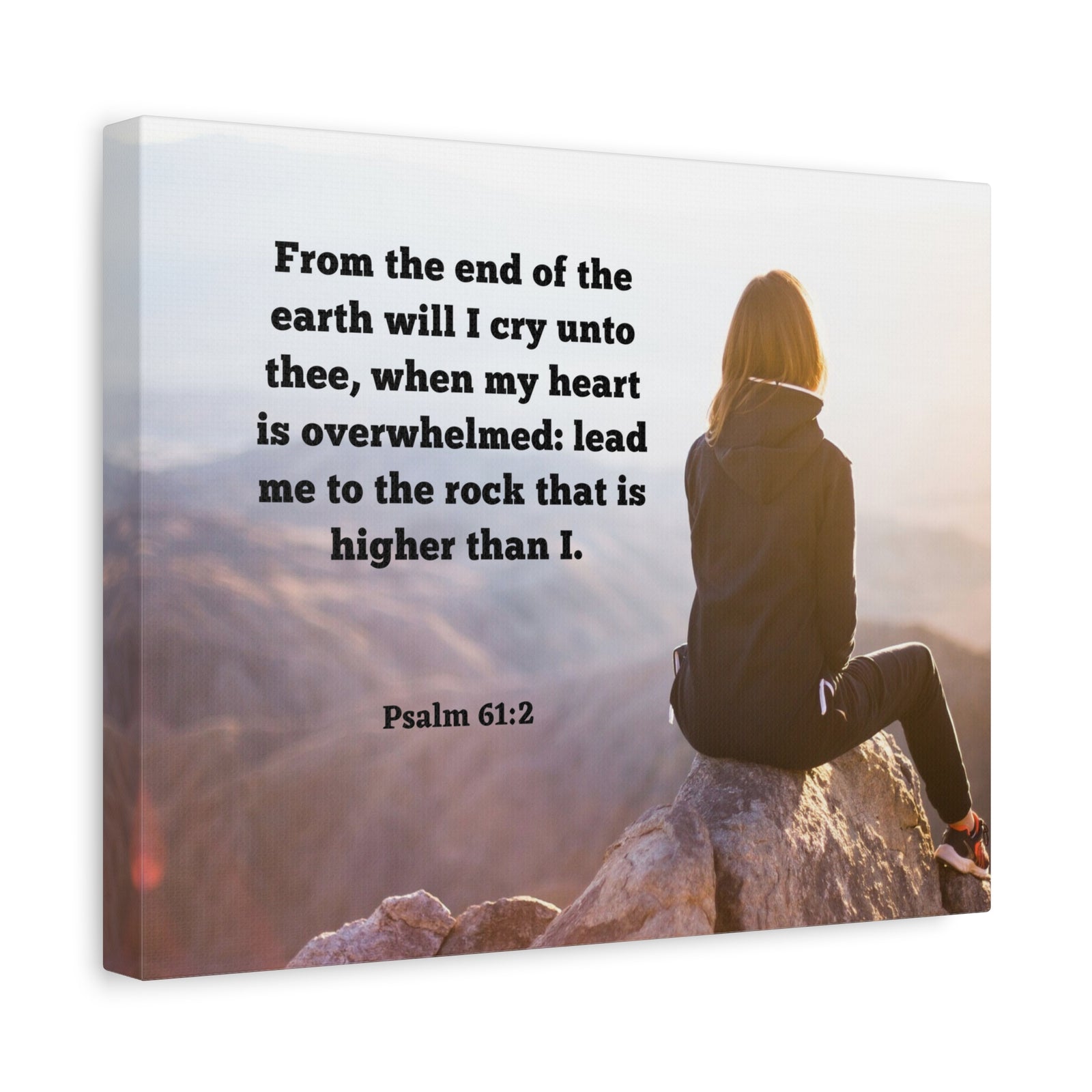 Scripture Canvas Heart Is Overwhelmed Psalms 61:2 Christian Wall Art Bible Verse Print Ready to Hang-Express Your Love Gifts