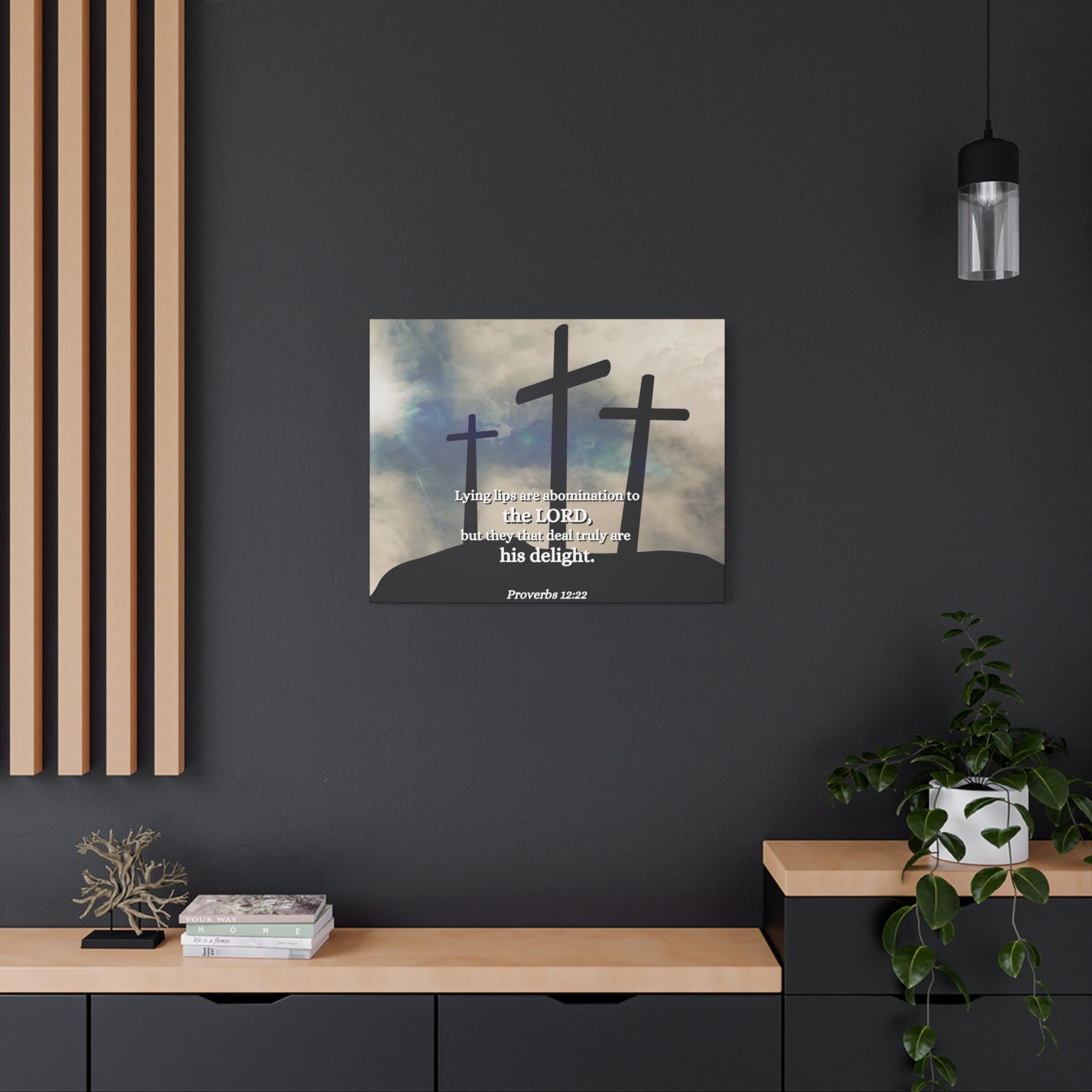 Scripture Canvas Lying Lips Proverbs 12:22 Christian Wall Art Bible Verse Print Ready to Hang-Express Your Love Gifts