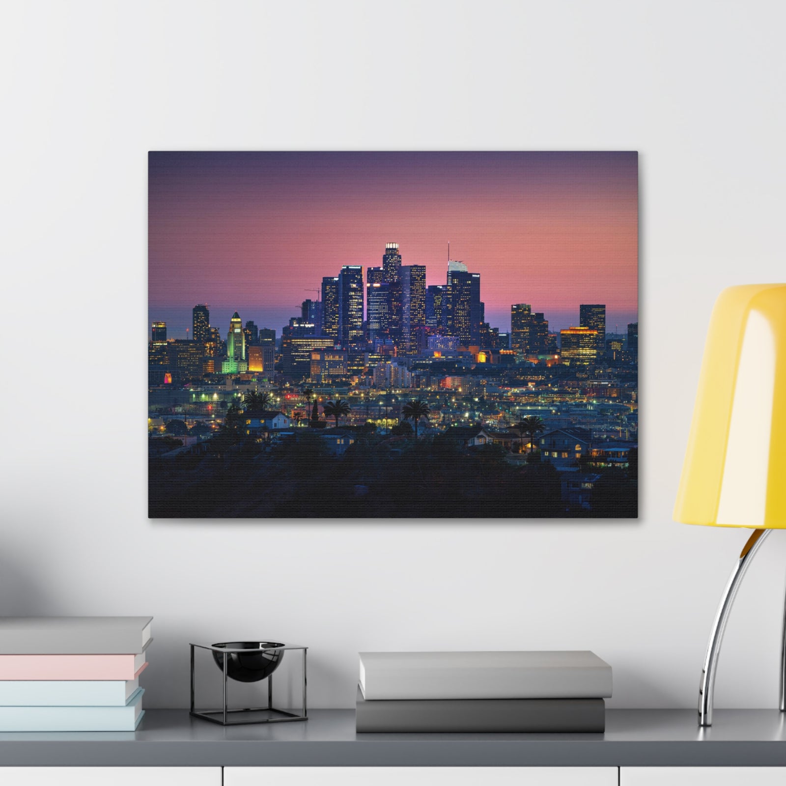 Los Angeles Night Skyline Canvas Artwork High-Quality Breathtaking Stunning Cityscape for Home Decor Ready to Hang-Express Your Love Gifts