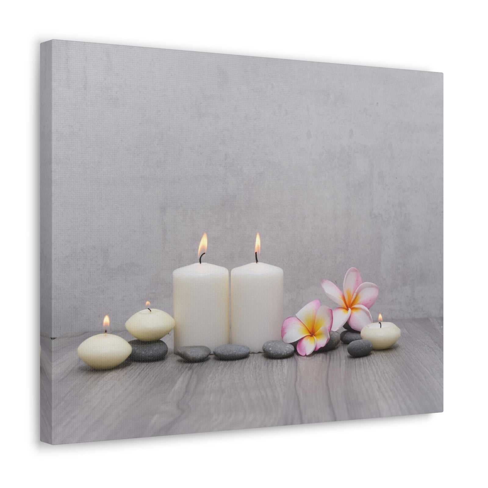 Pink Frangipani and Candle Forest Floral Nature Photography Canvas Wall Art for Home Decor Ready-to-Hang-Express Your Love Gifts