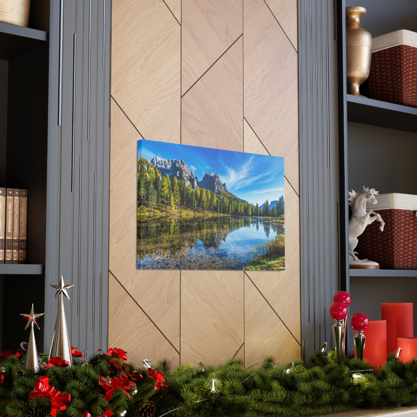 Valley Mountain Lake Nature Wilderness Photography Canvas Wall Art for Home Decor Ready-to-Hang-Express Your Love Gifts