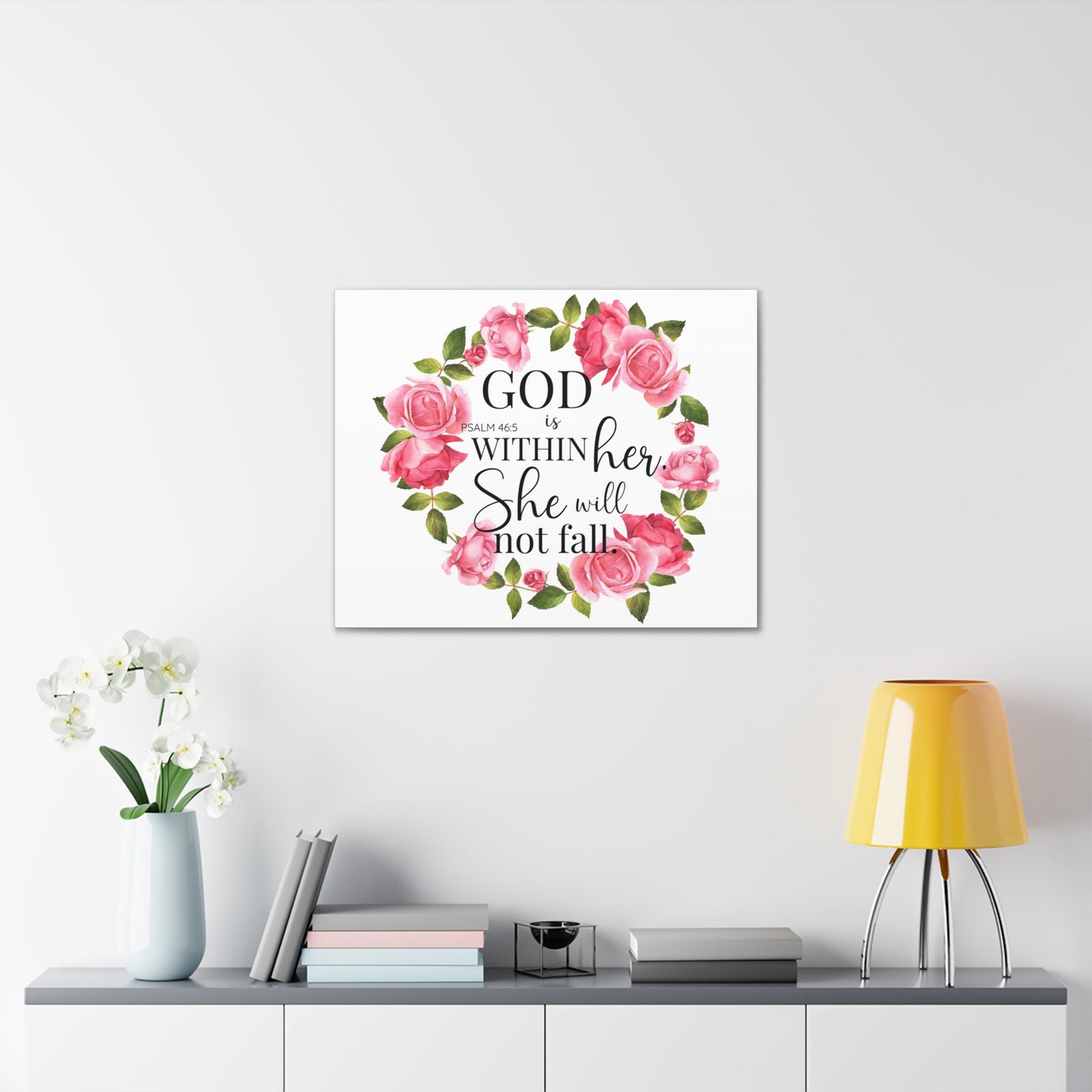 Scripture Walls Psalm 46:5 God is Within Her Bible Verse Canvas Christian Wall Art Ready to Hang Unframed-Express Your Love Gifts